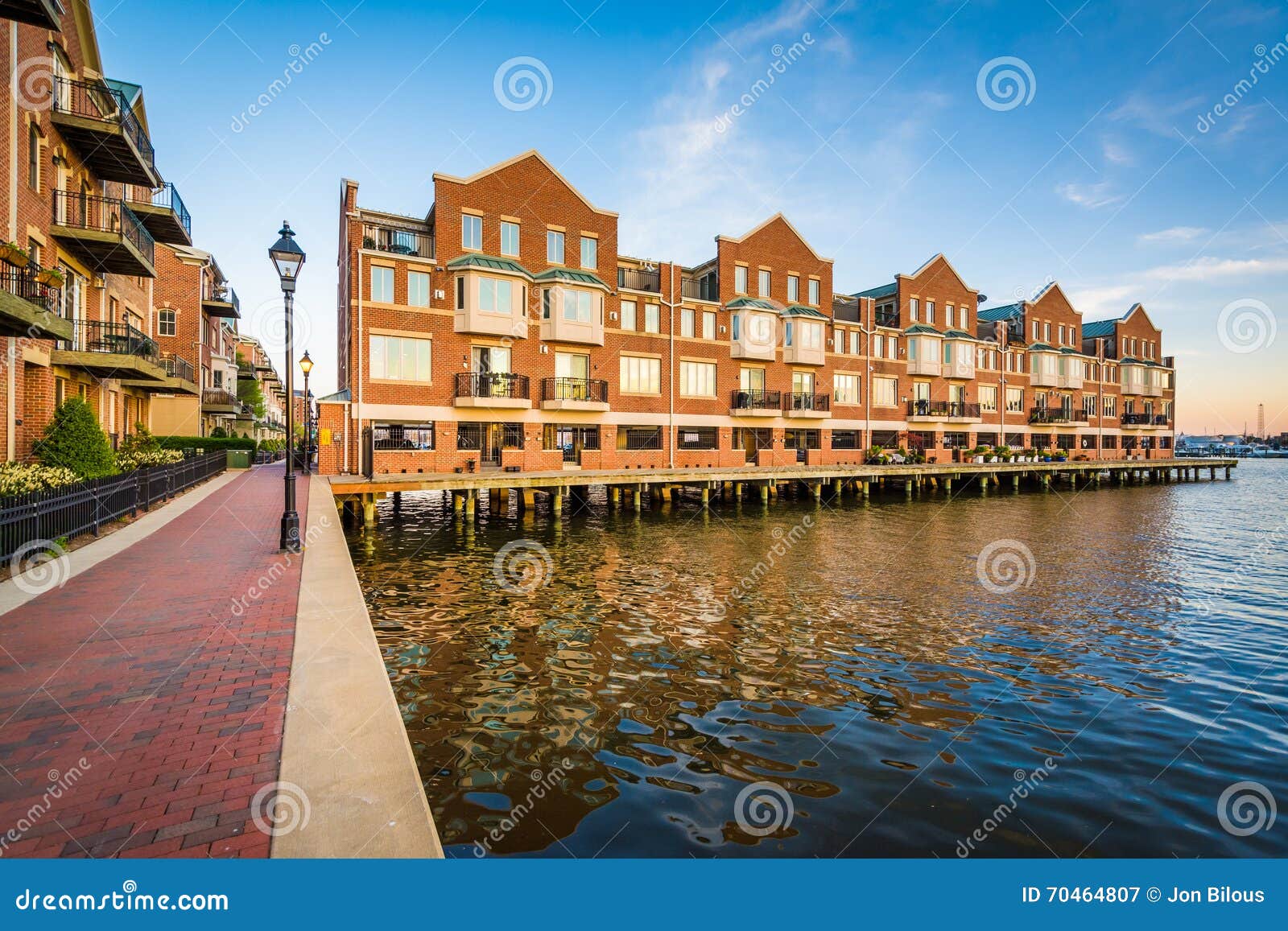Waterfront Apartment Buildings in Canton, Baltimore, Maryland. Stock