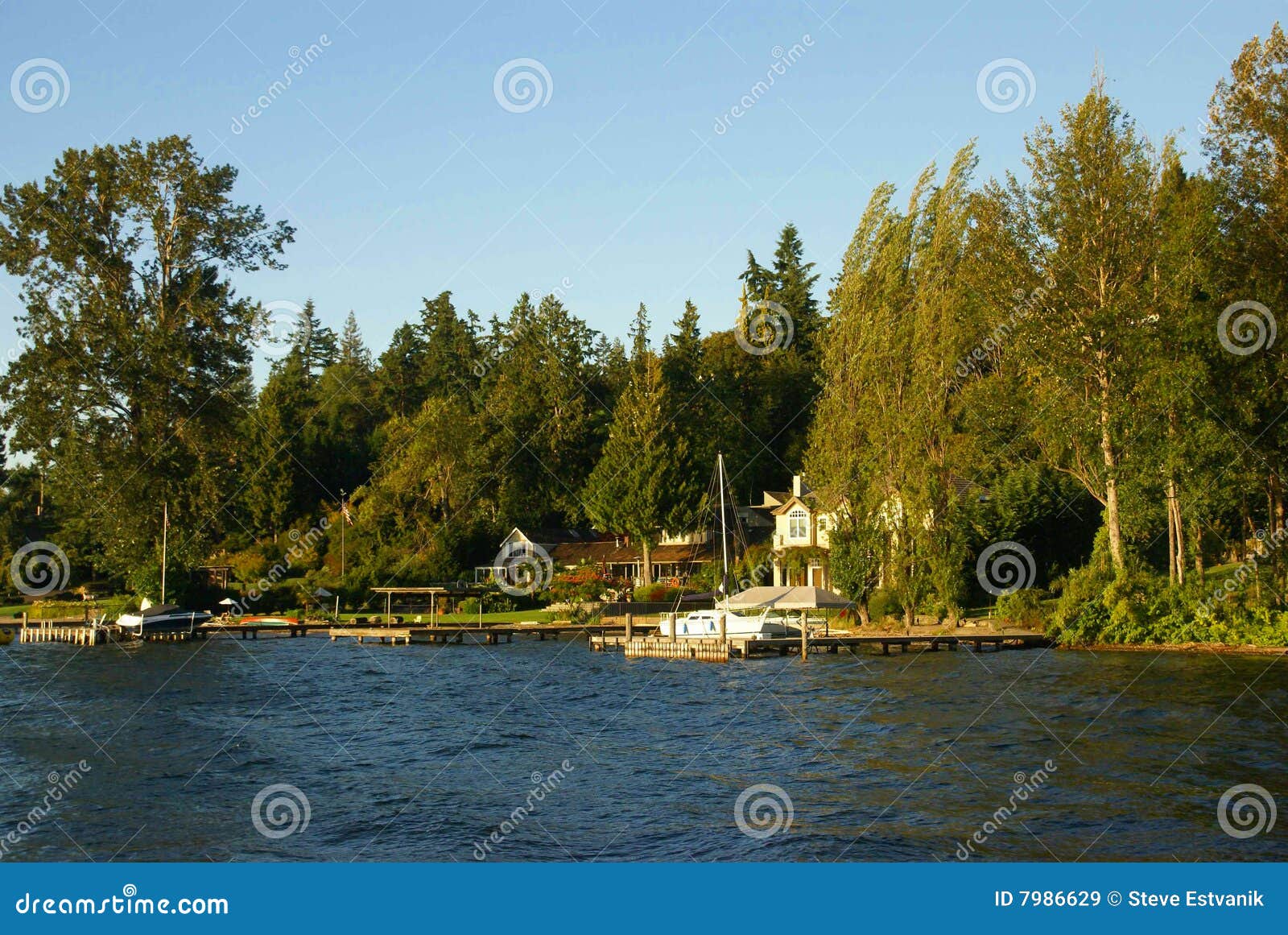 Waterfront Home on Lake Washington Stock Image Image of house