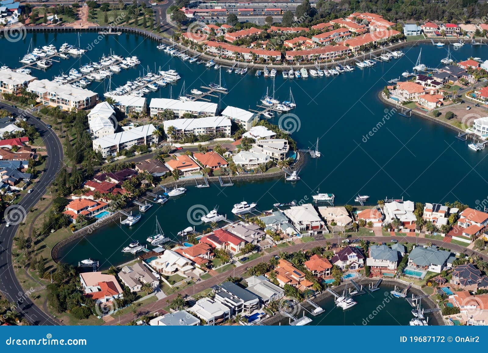 Waterfront Luxury Canal Estate Stock Photo Image of water, pool 19687172