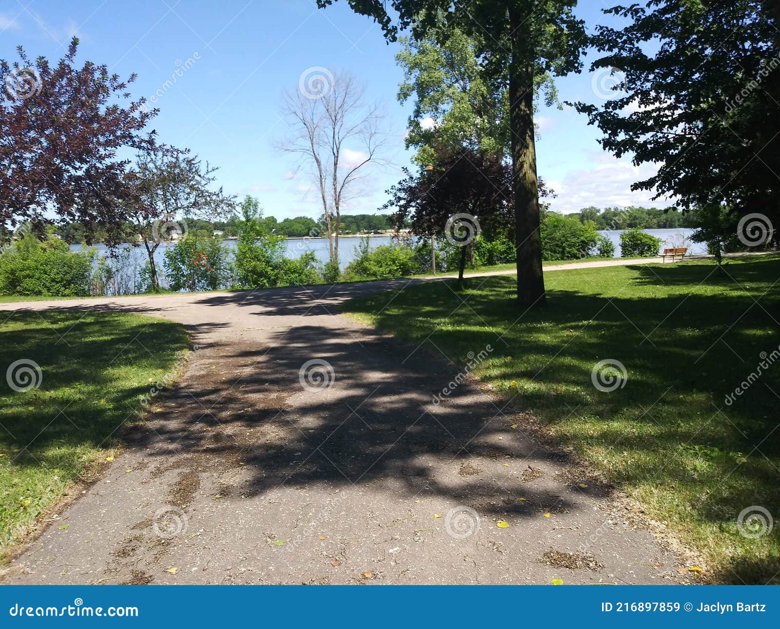 Waterfront Park by Fox River Wisconsin Stock Image Image of pavement, water 216897859