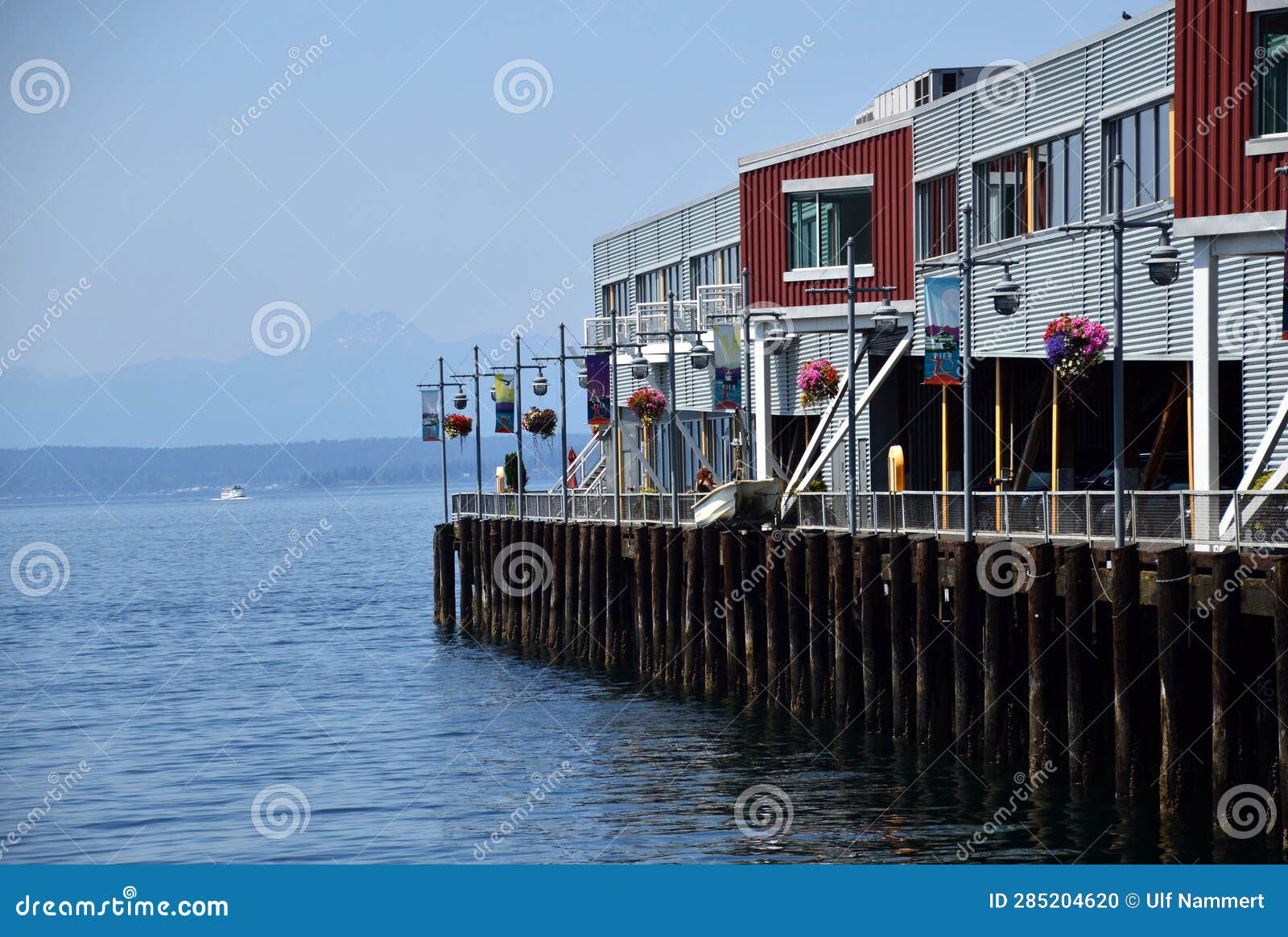 Waterfront at the Puget Sound in Seattle, Washington Stock Photo
