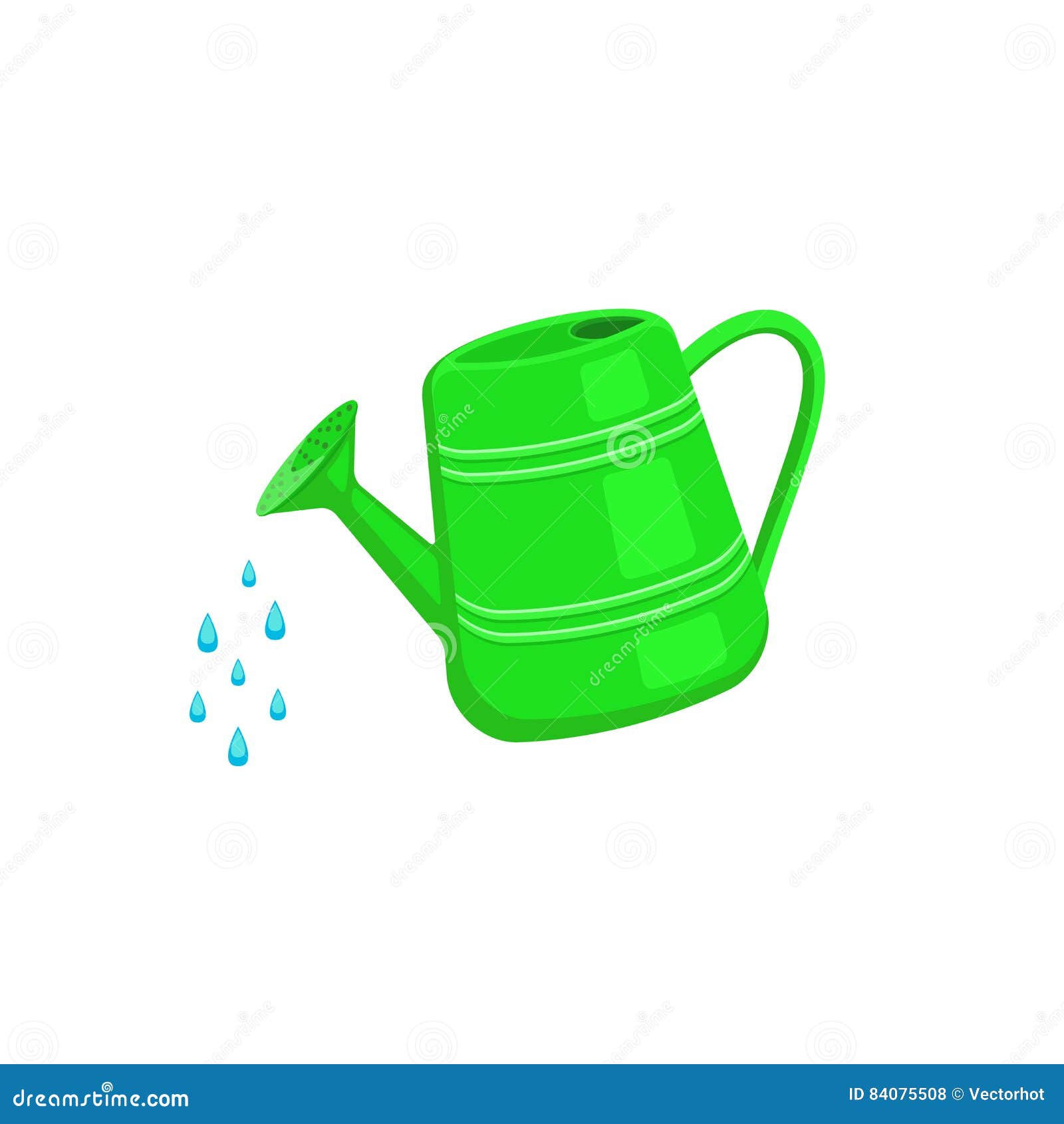 watering can icon  on white background. garden tools. watering can sprays drops of water.