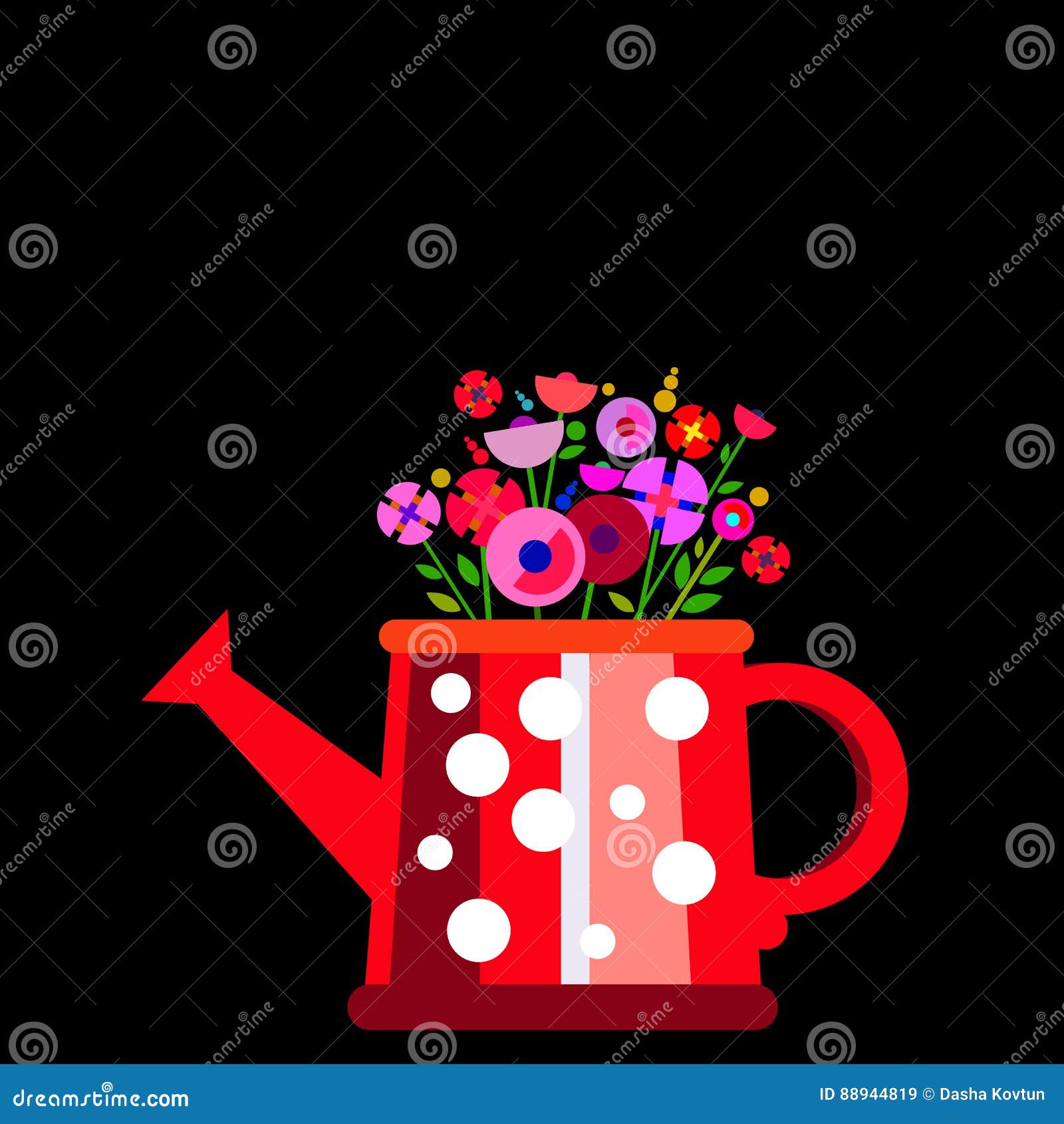 Watering Can And Plant In The Pot Growing Idea Concept Stock Vector Illustration Of Color 8315