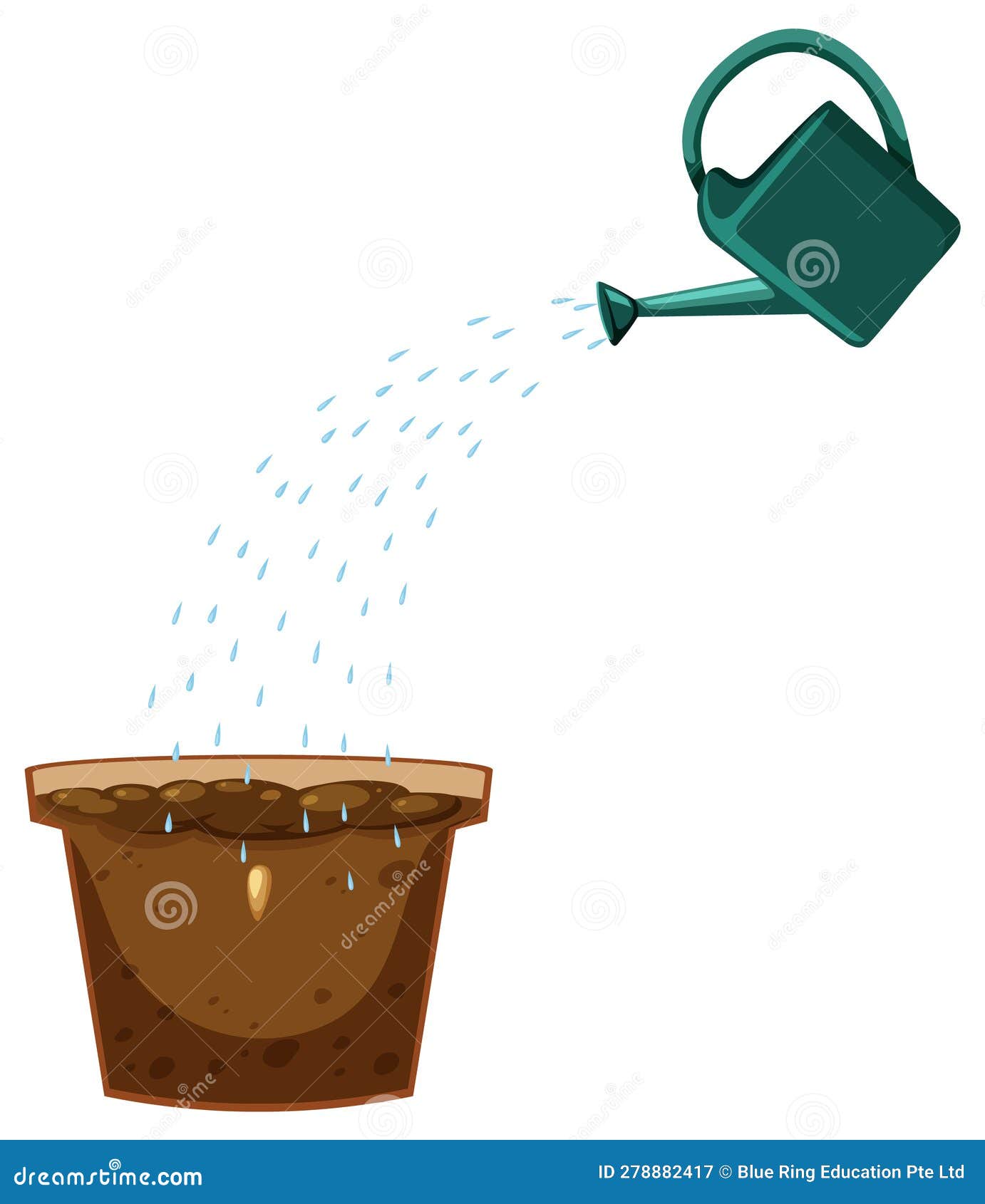 Watering can and plant pot stock vector. Illustration of clipart 278882417