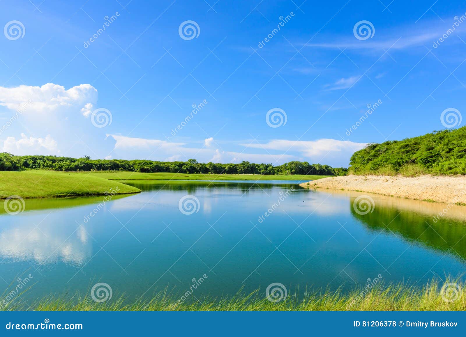 Watering the golf course stock photo. Image of maintain 81206378