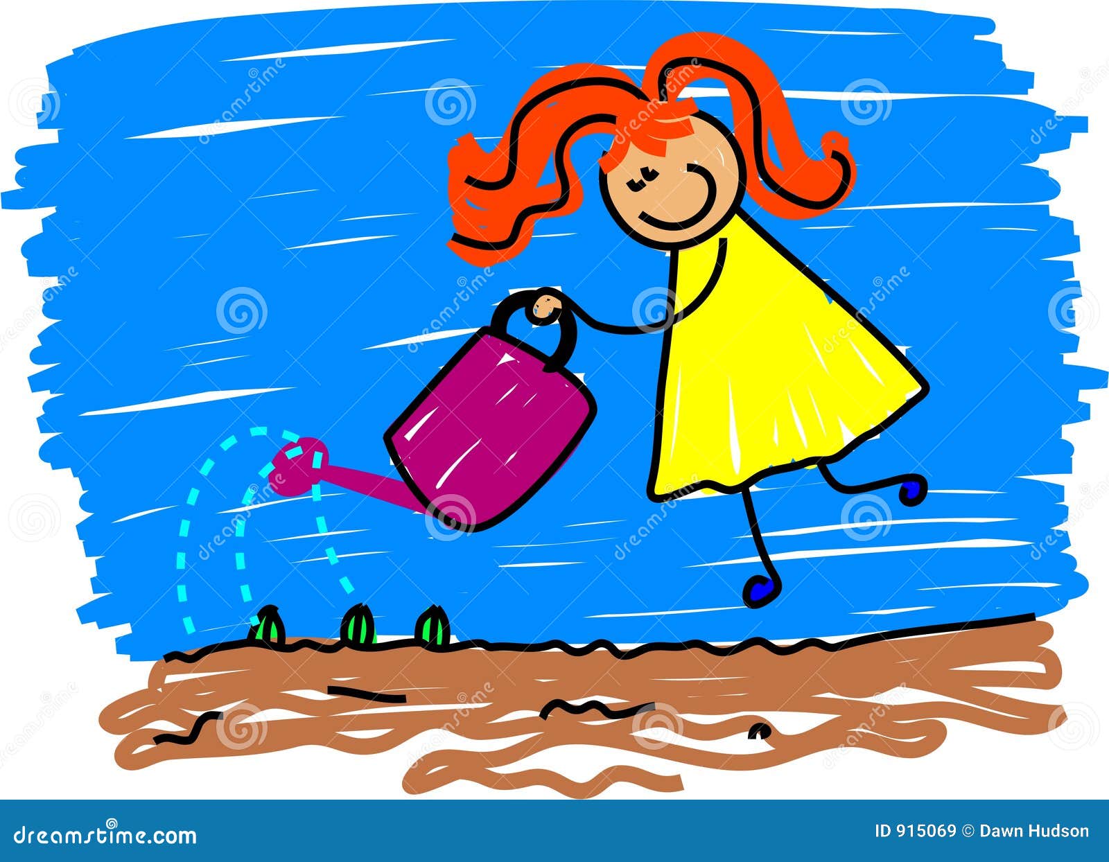 Watering kid stock illustration. Illustration of kids, learning - 915069