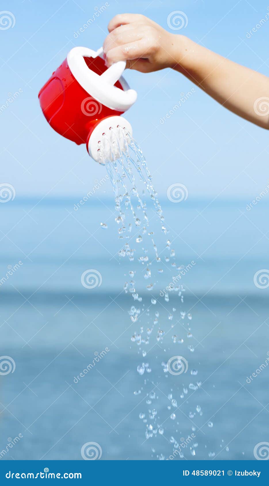 Watering Kid Play Summer Vacation Sea Stock Image Image of streams