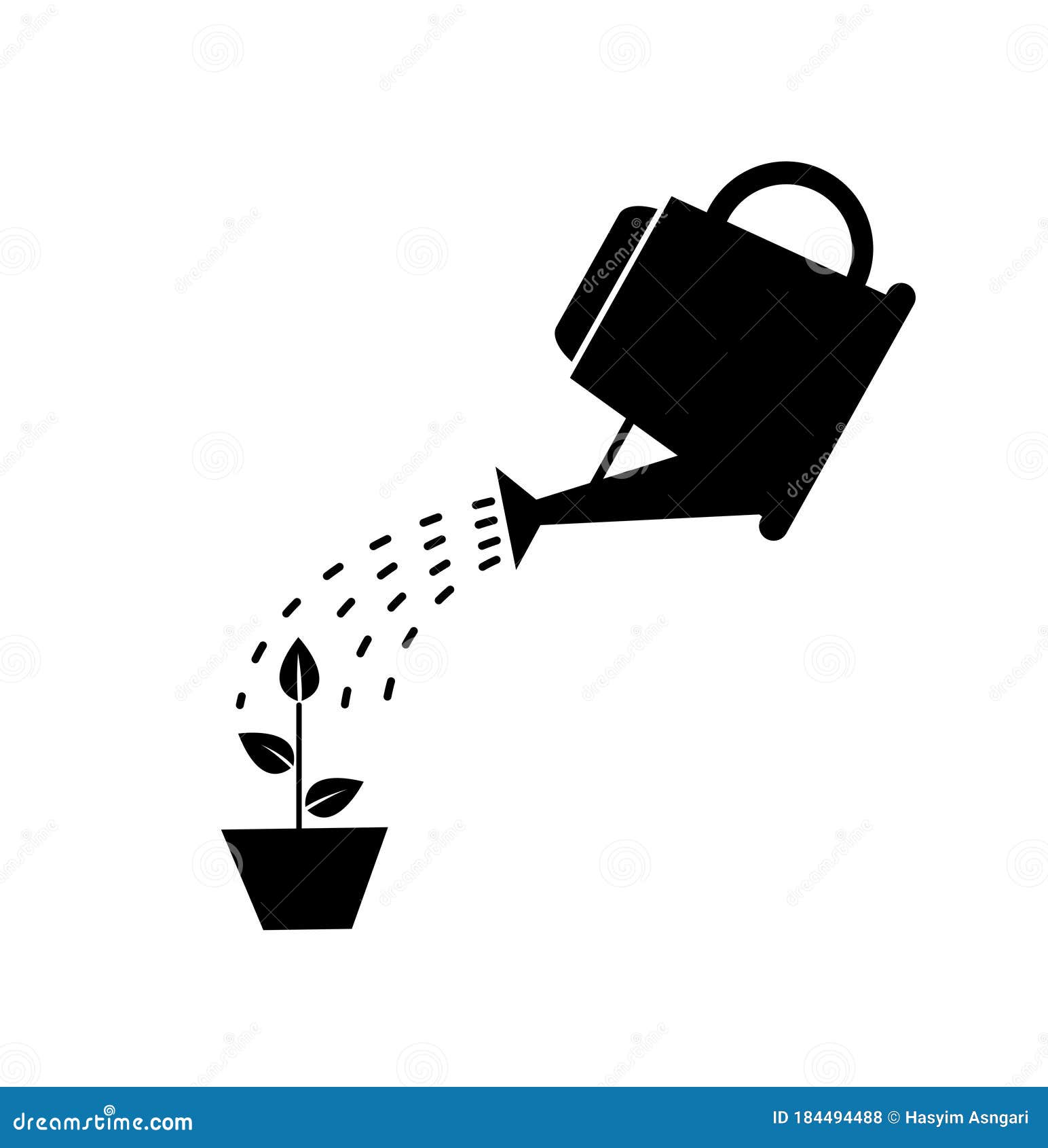 Watering Plants Silhouette Vector Stock Vector - Illustration of