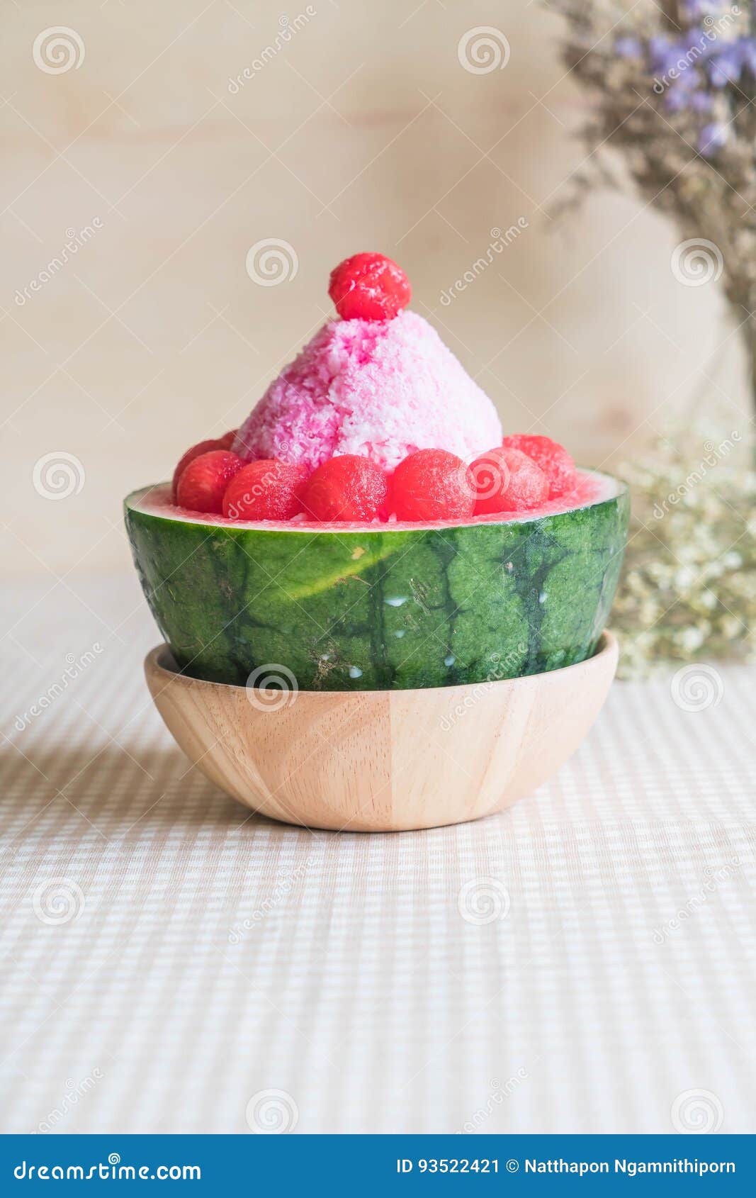 Watermelon bingsu dessert stock image. Image of cantaloupe 93522421