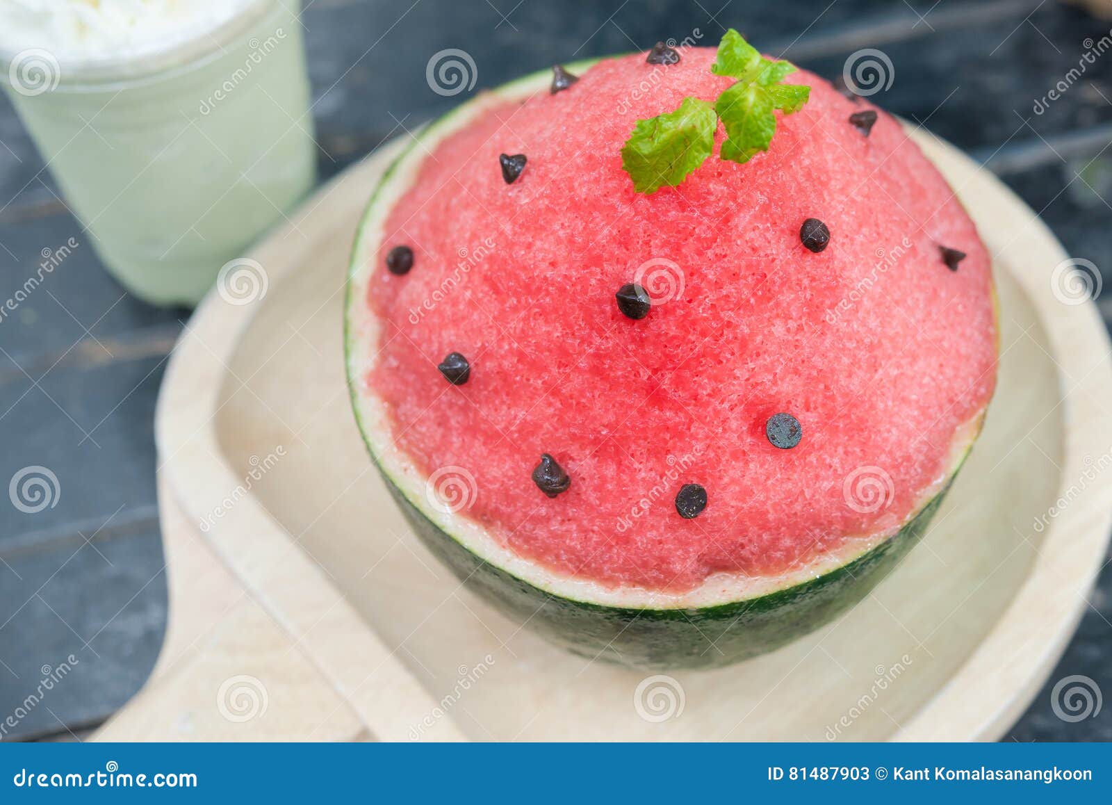 Watermelon bingsu dessert stock image. Image of japan 81487903