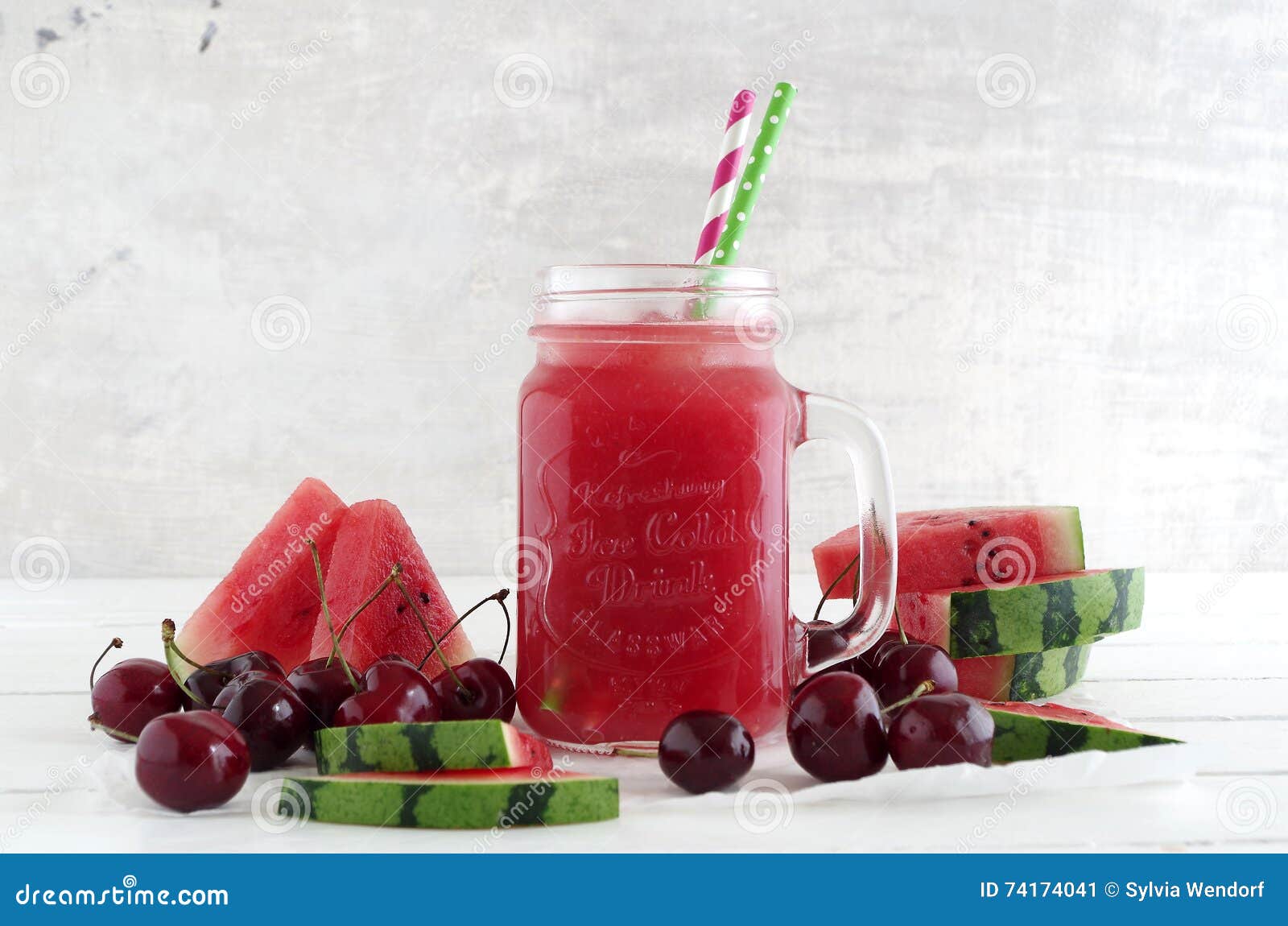 Watermelon-cherry smoothie stock image. Image of nutrition - 74174041