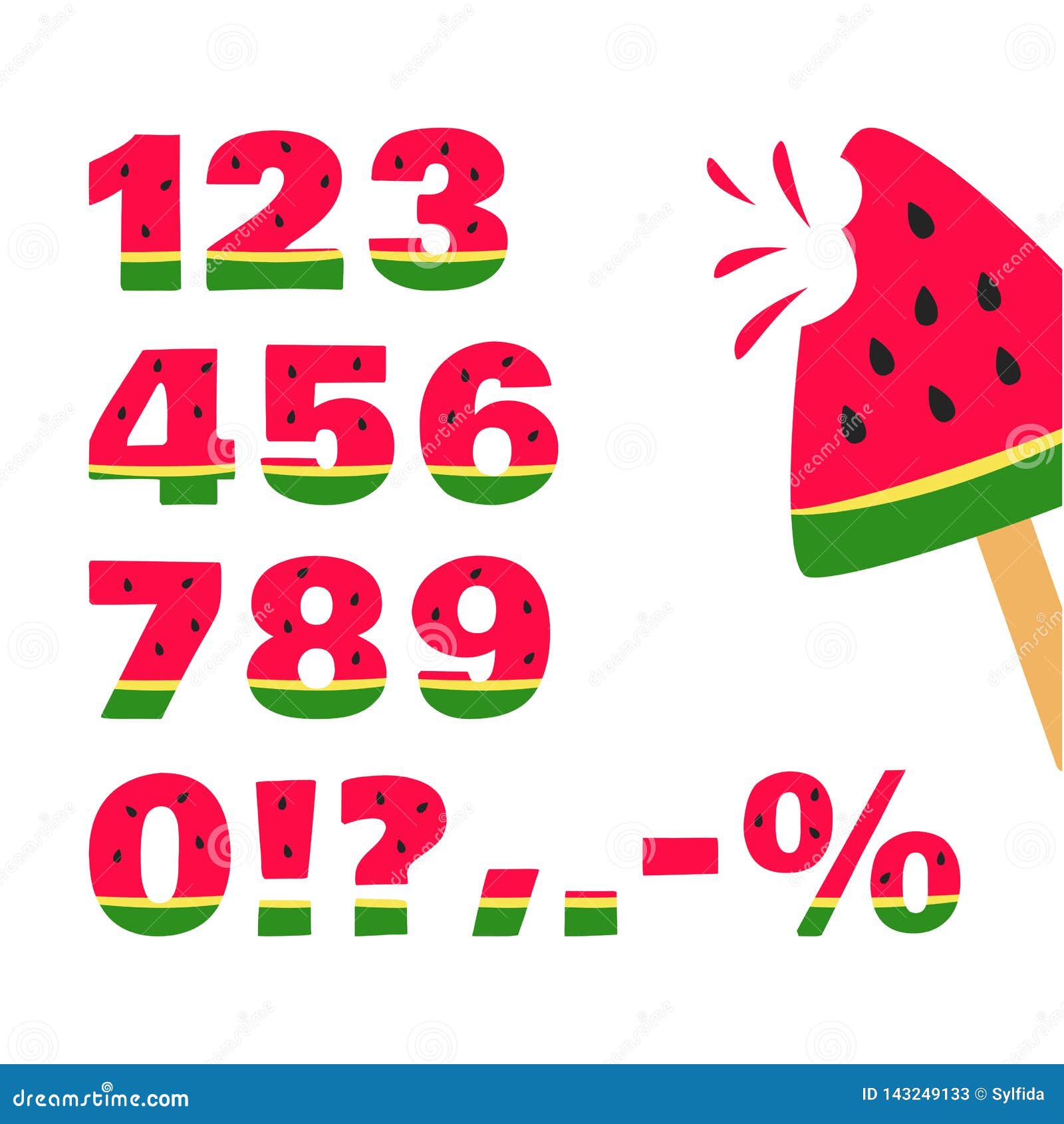 Download Watermelon Font, Summer Numbers. Vector Stock Illustration ...