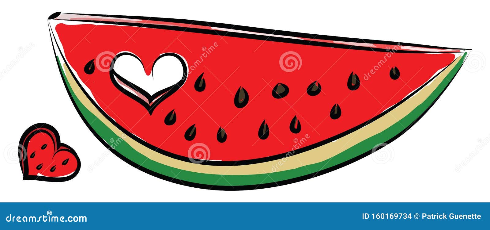 Watermelon with Heart, Vector or Color Illustration Stock Vector
