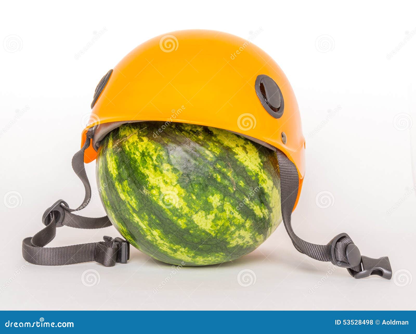 Watermelon in a helmet stock photo. Image of nutrition 53528498