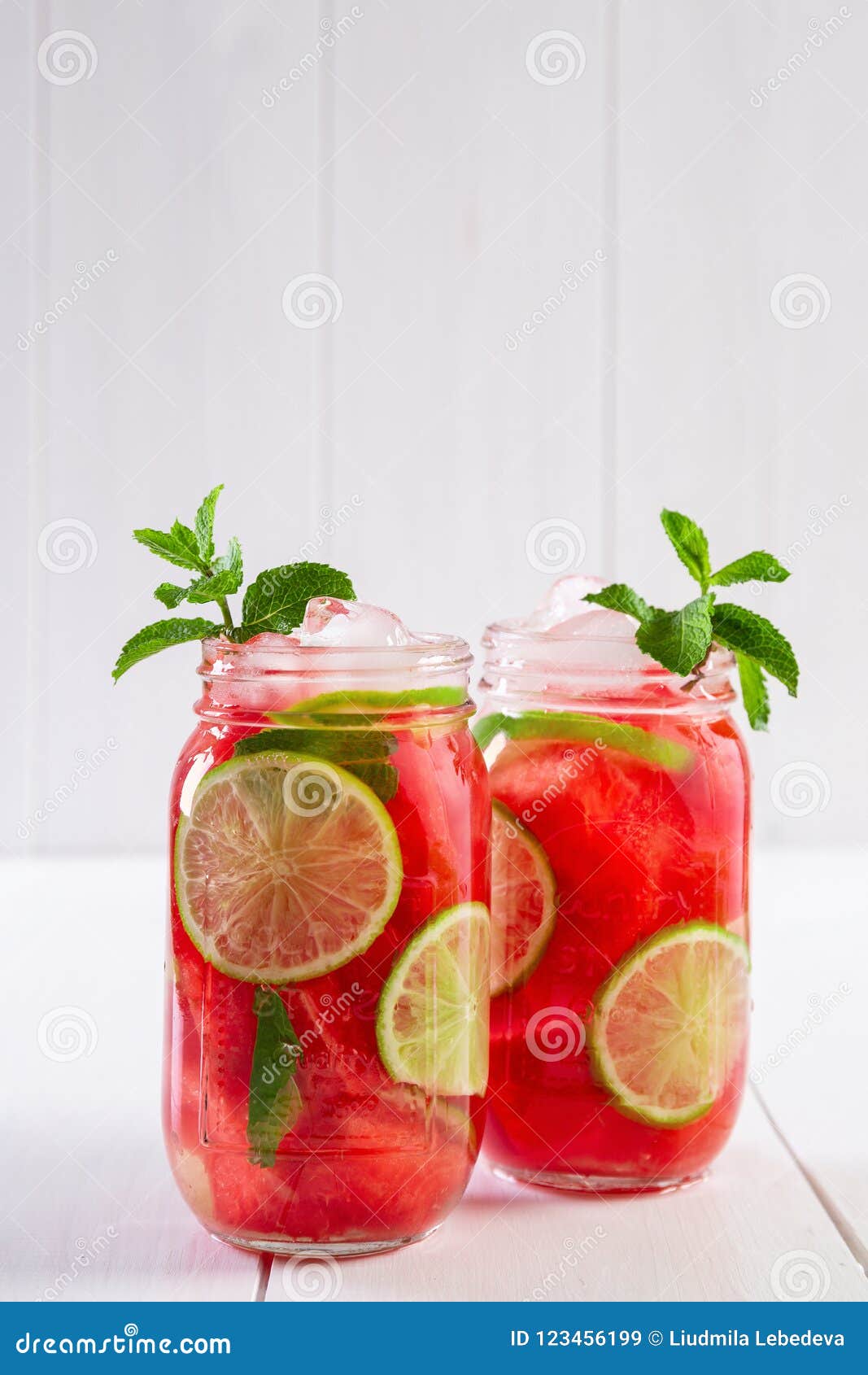 Watermelon Lime And Mint Infused Water Stock Image Image Of Nutritious Mint 123456199