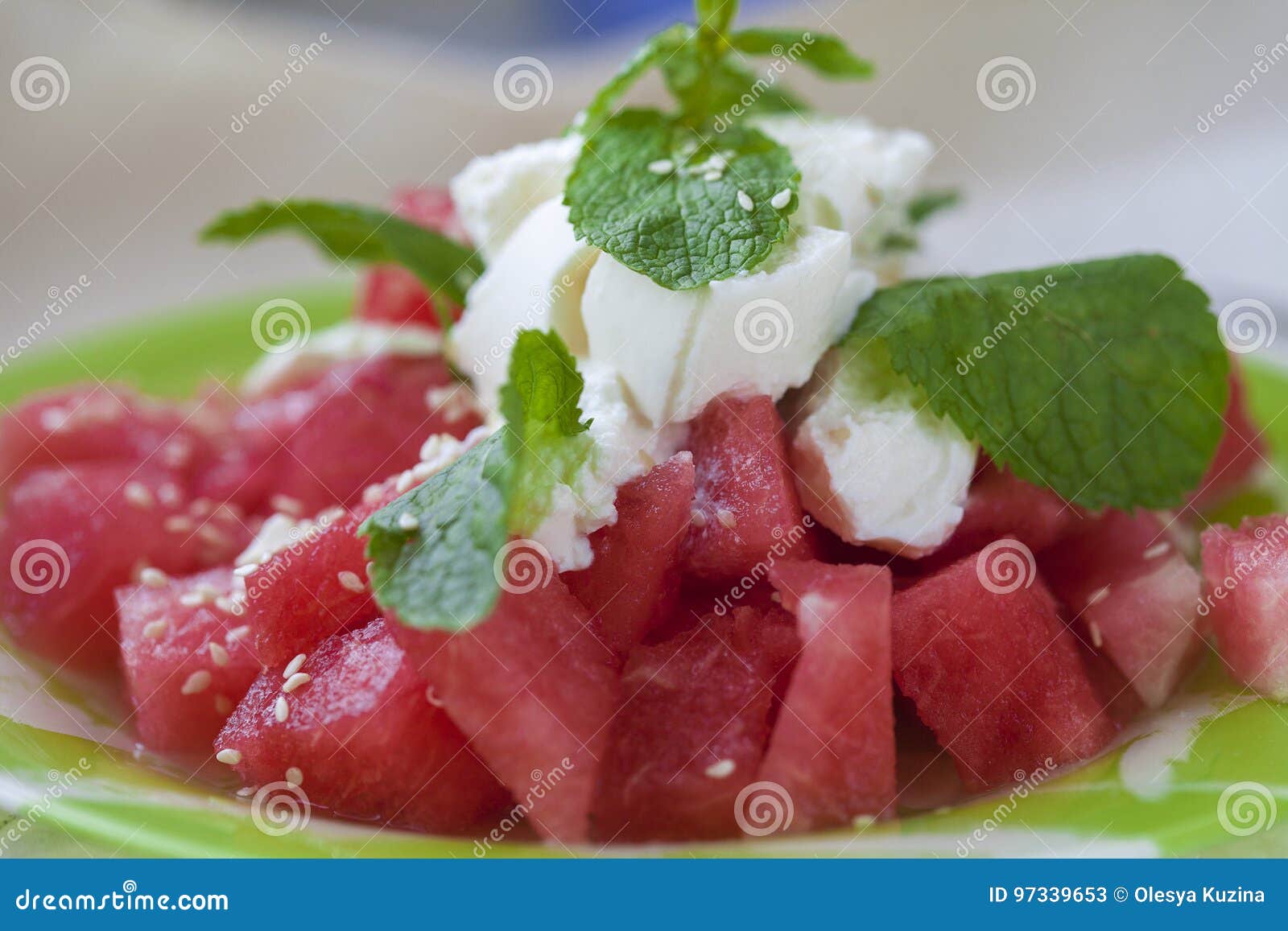 Watermelon, Mint and Ricotta Stock Image Image of cook, lettuce 97339653
