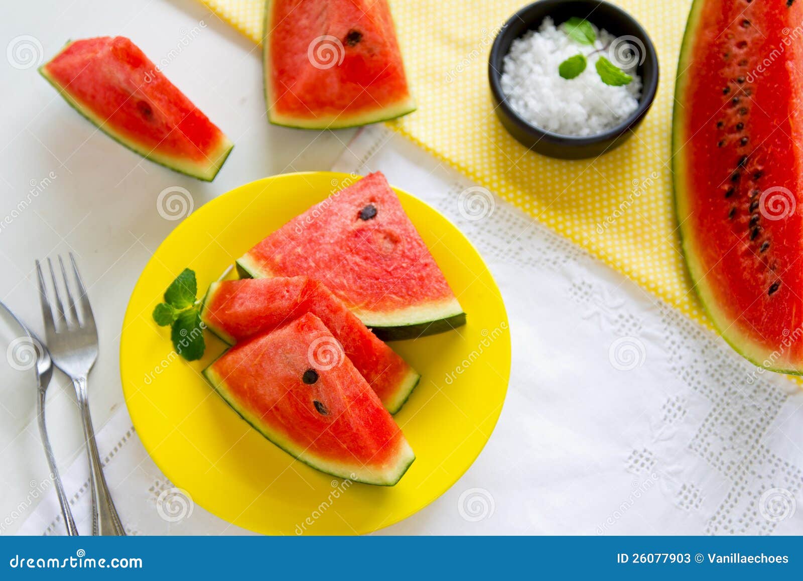 Watermelon with salt stock image. Image of natural, summer 26077903