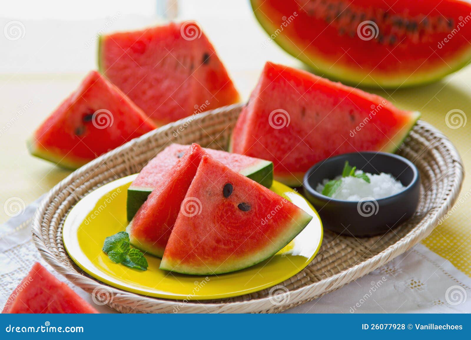 Watermelon with salt stock photo. Image of shape, picnic 26077928