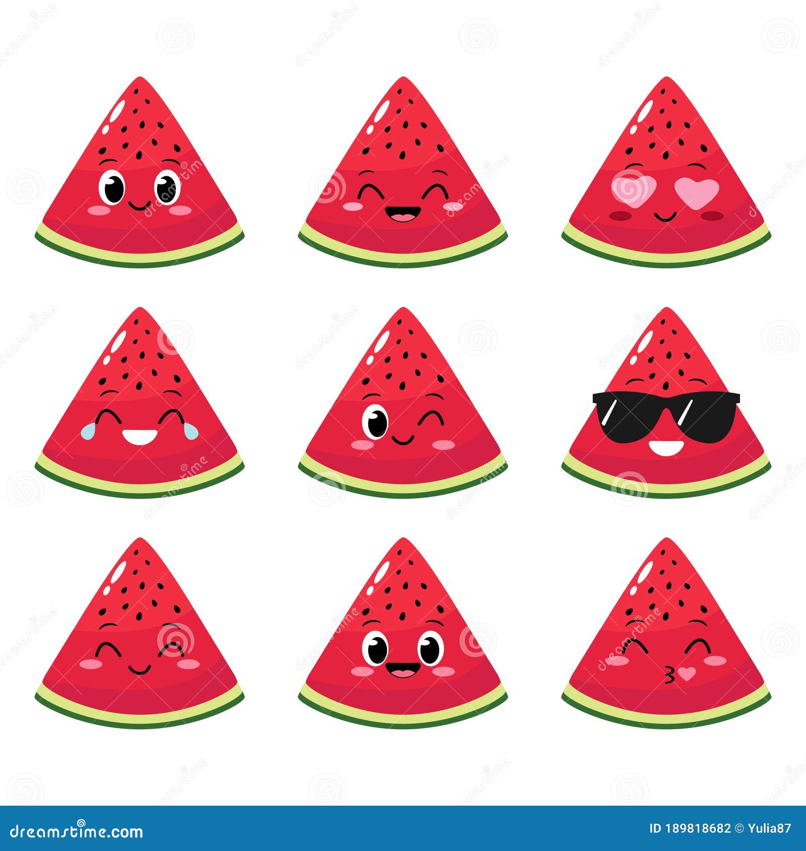 Watermelon Slice Character with Funny Face Stock Vector - Illustration of  chat, emotion: 189818682