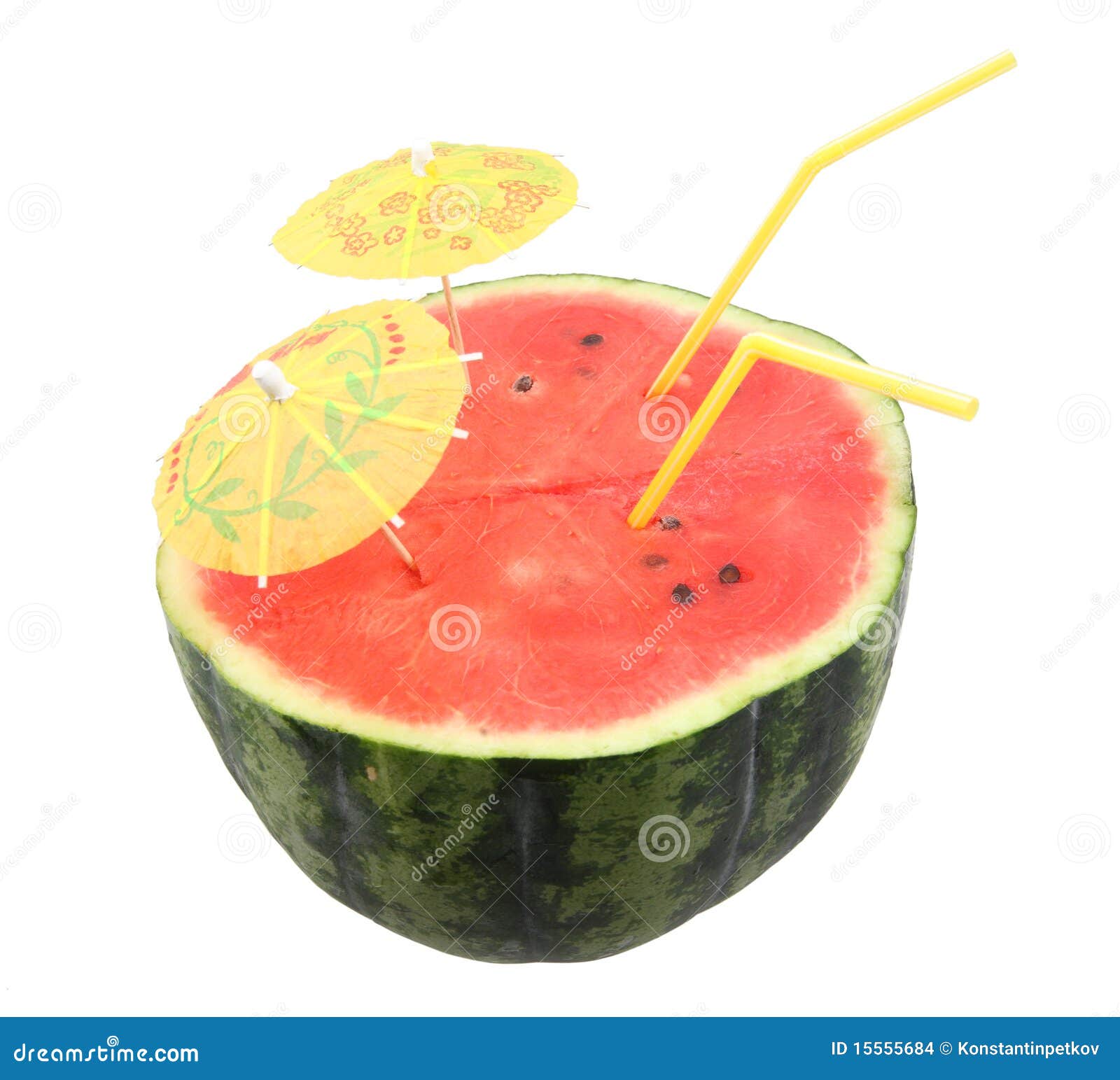 Watermelon with straws stock photo. Image of watermelon 15555684
