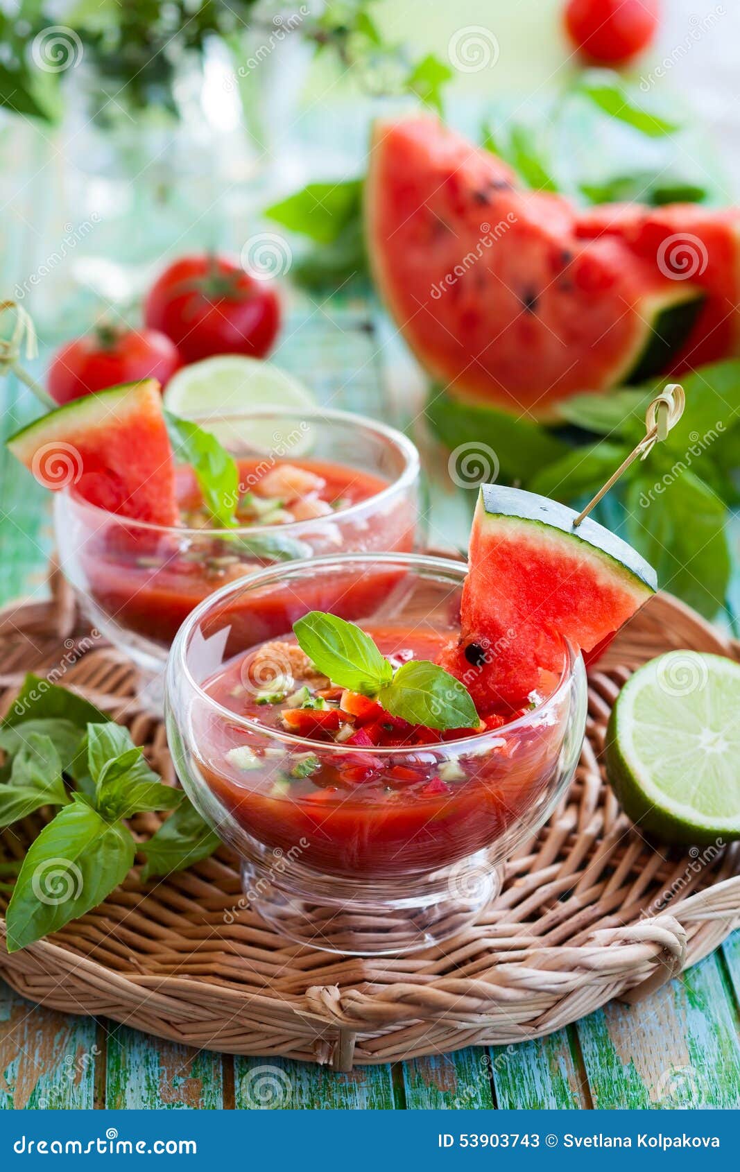 Watermelon Tomato Gazpacho stock image. Image of cold 53903743