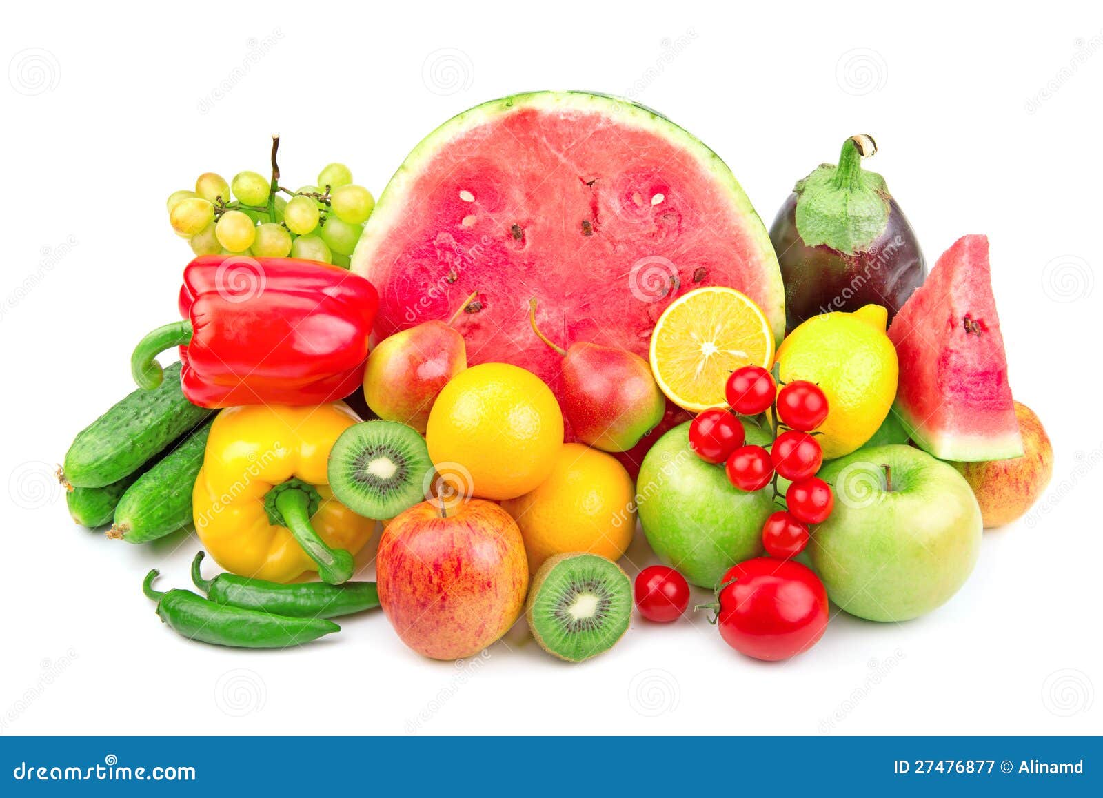 Watermelon and a Variety of Fruits and Vegetables Stock Image Image