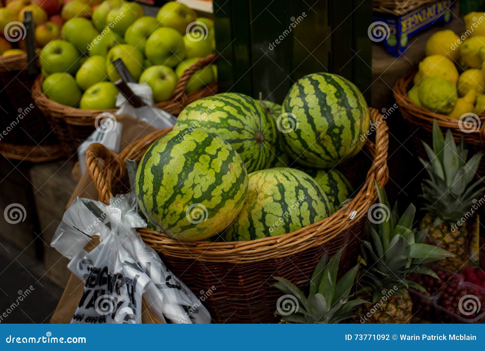 Watermelons on Sale at Fruit Stand Stock Photo Image of typical