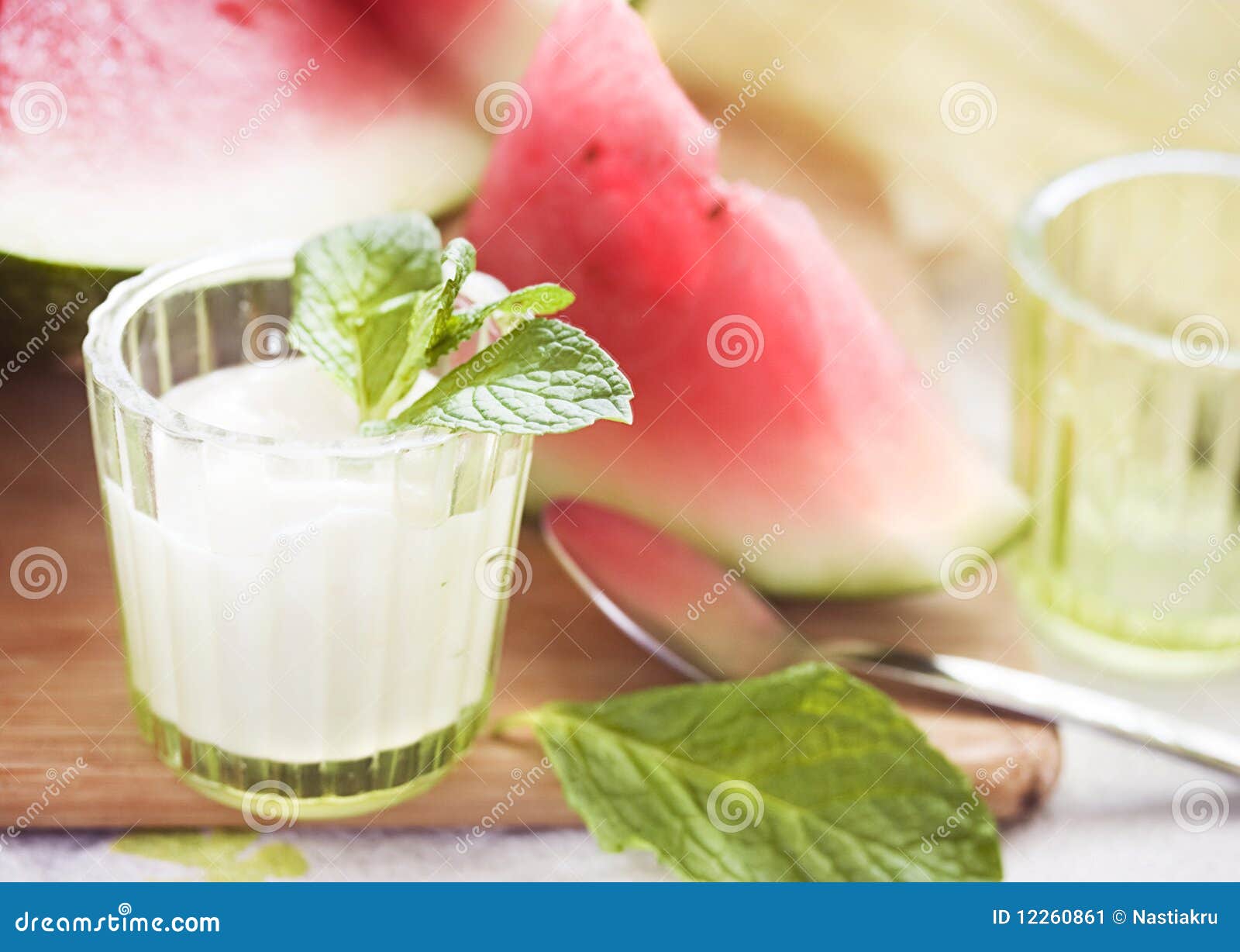 watermelons and yogurt, shallow dof