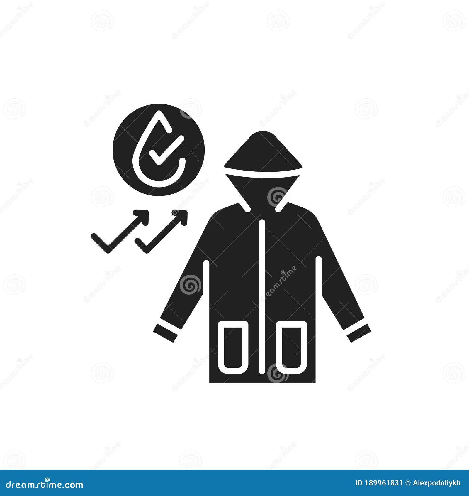 waterproof cloth black glyph icon. water repellent outerwear concept. impermeable textile, fabric sign. pictogram for web page,