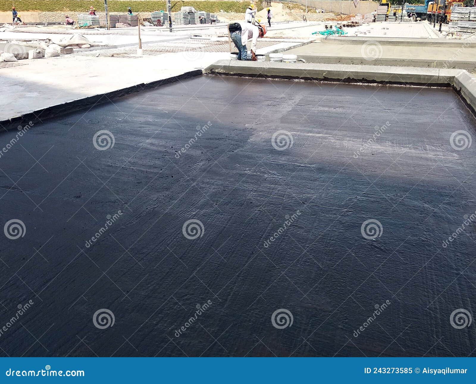 waterproof coatings applied on flat roof concrete surfaces.