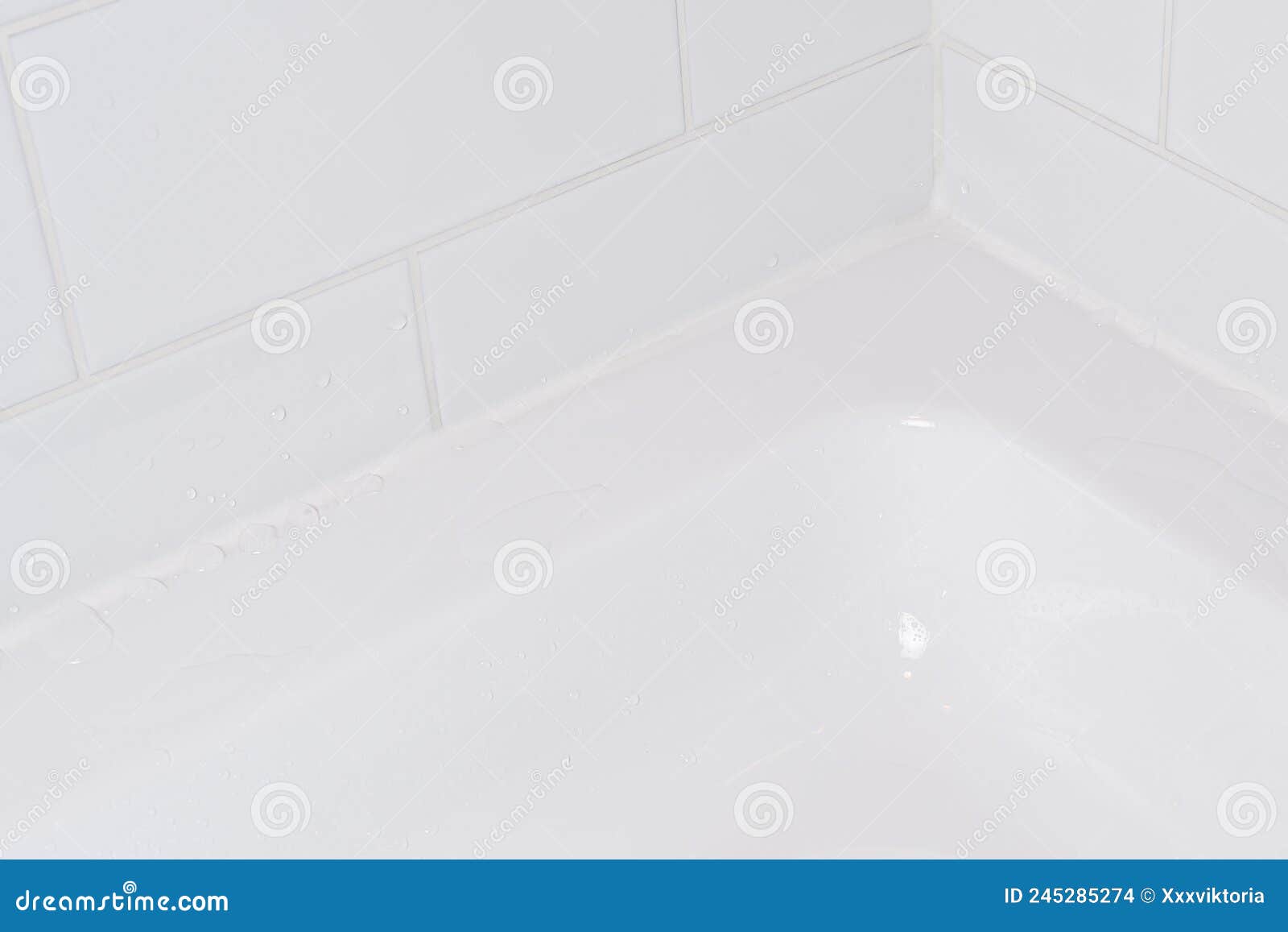 Waterproof Joint Filled with Silicone Sealant in the Shower Bath Stock