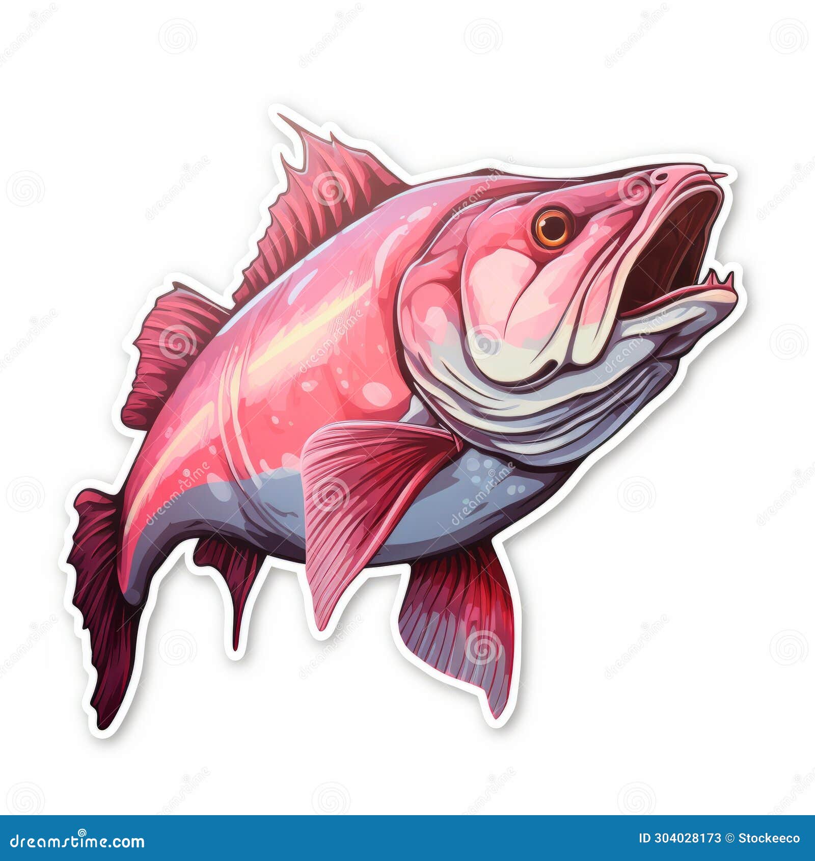 Pink Striped Bass Sticker - Speedpainting Style with Open Mouth Stock  Illustration - Illustration of striped, light: 304028173