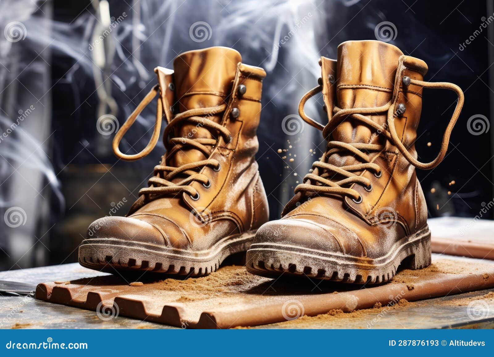 Waterproofing Spray Applied To Leather Boots Stock Image - Image of ...