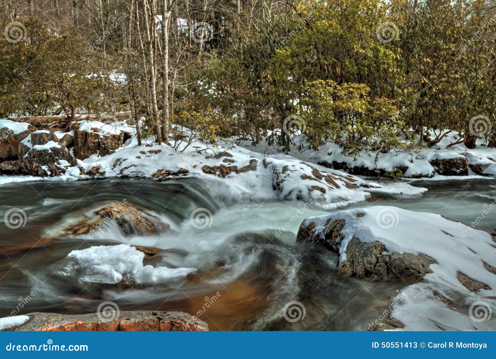 waters of oconaluftee river in the great smoky mountains
