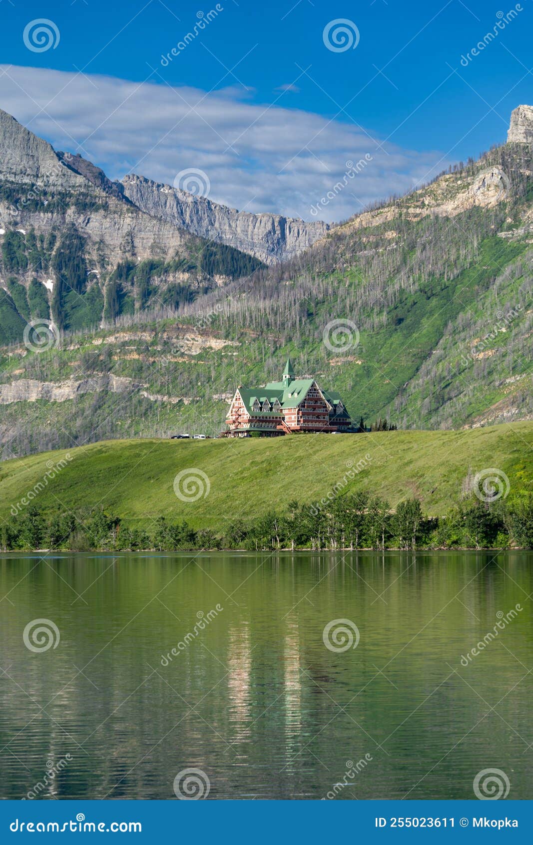 waterton lakes national park canada with the iconic hotel in photo