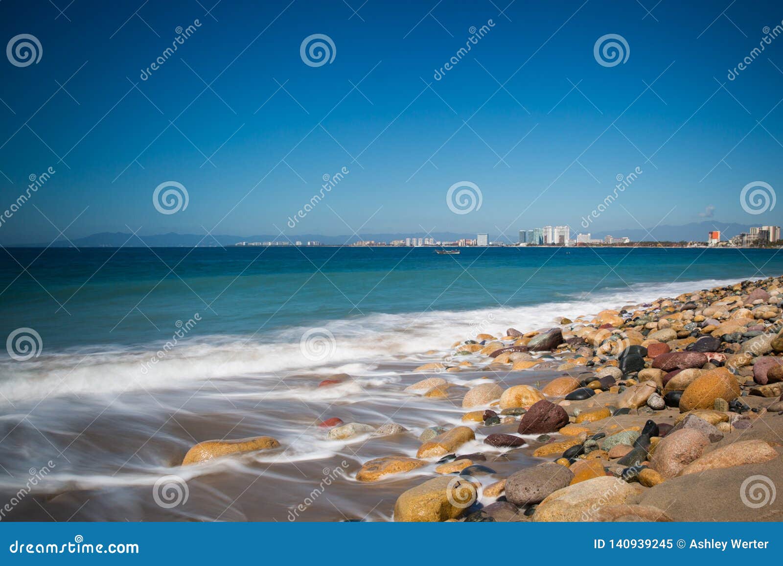 wave and beach in centro puerto vallarta