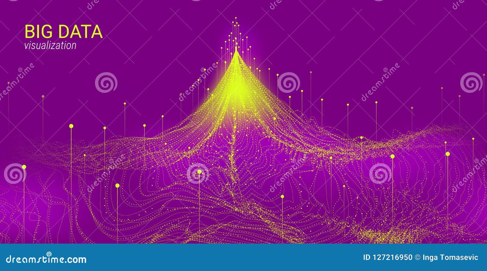Wave 3d Big Data Visualization Analysis Infographic Stock Vector
