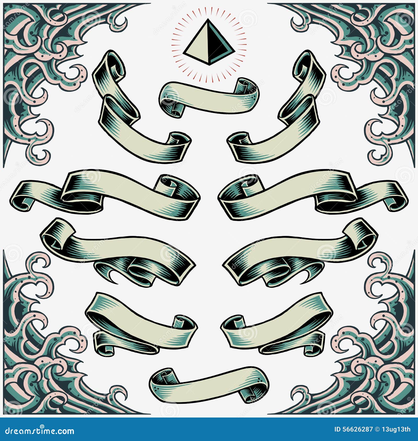 wave frame ribbons and pyramid stock vector image 56626287 wave frame ribbons and pyramid stock vector image 56626287