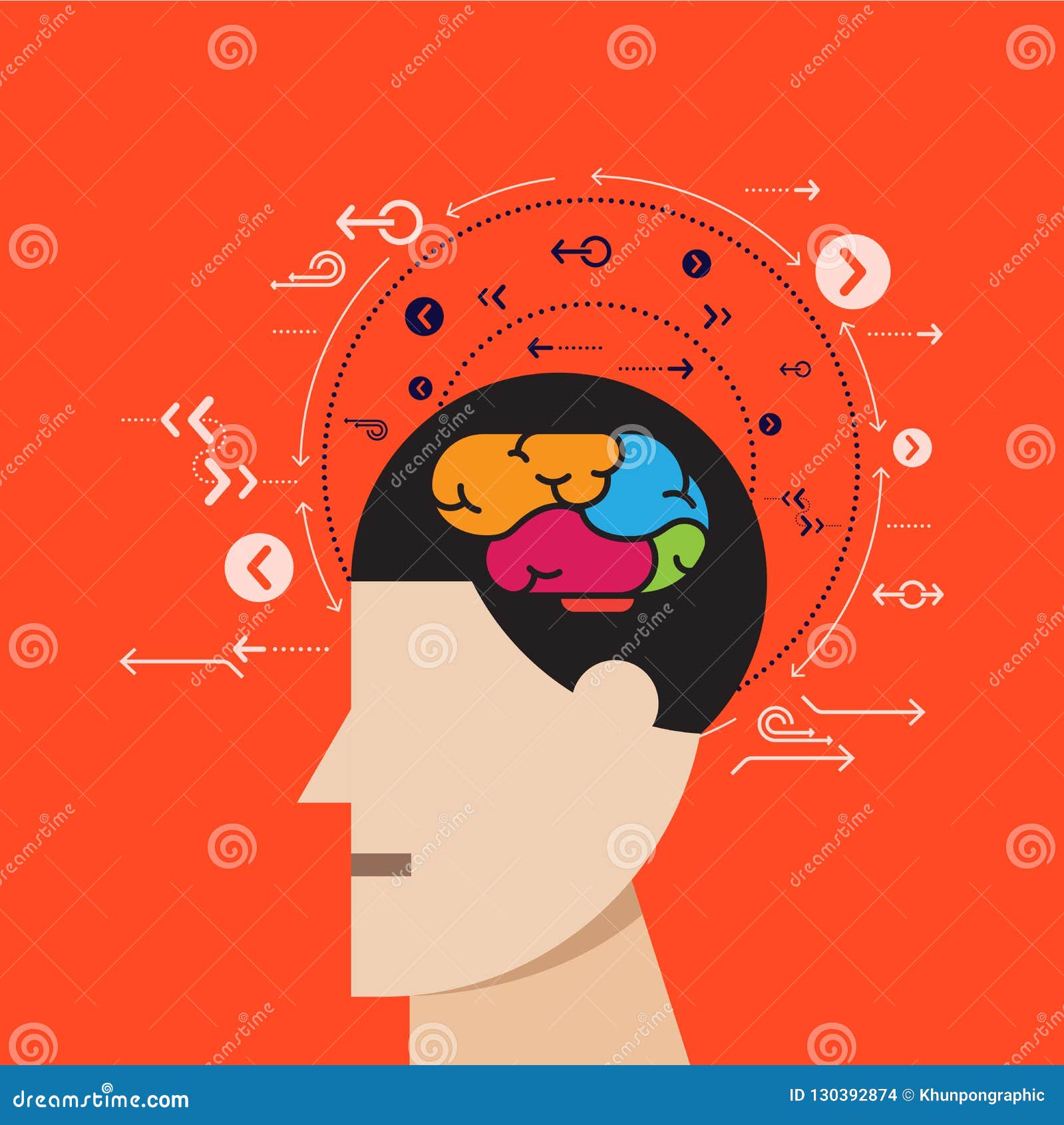 Wave Brain Thinking Process Vector Stock Vector - Illustration of process,  wave: 130392874