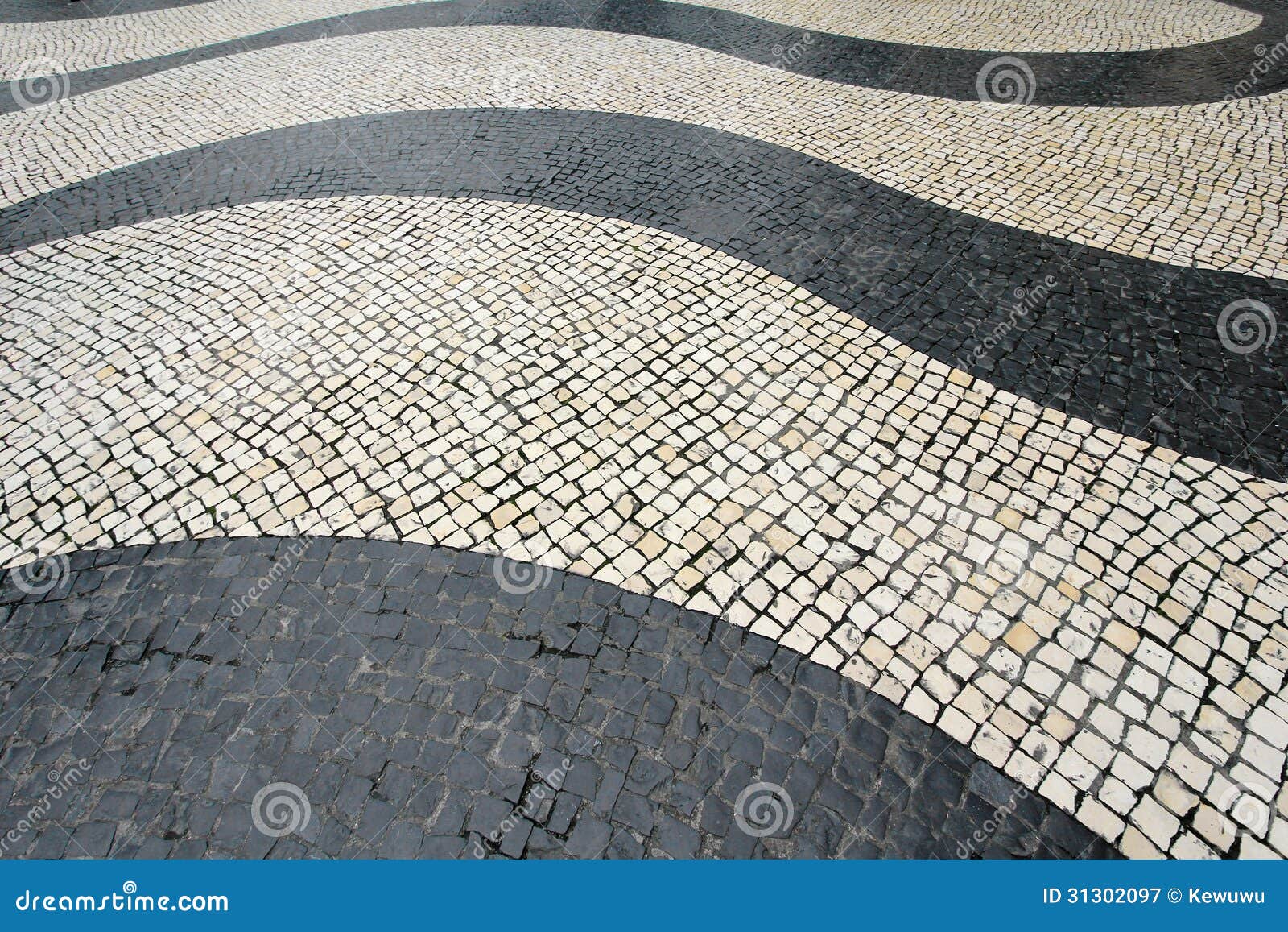 wave-motif tiles at senado square: macau
