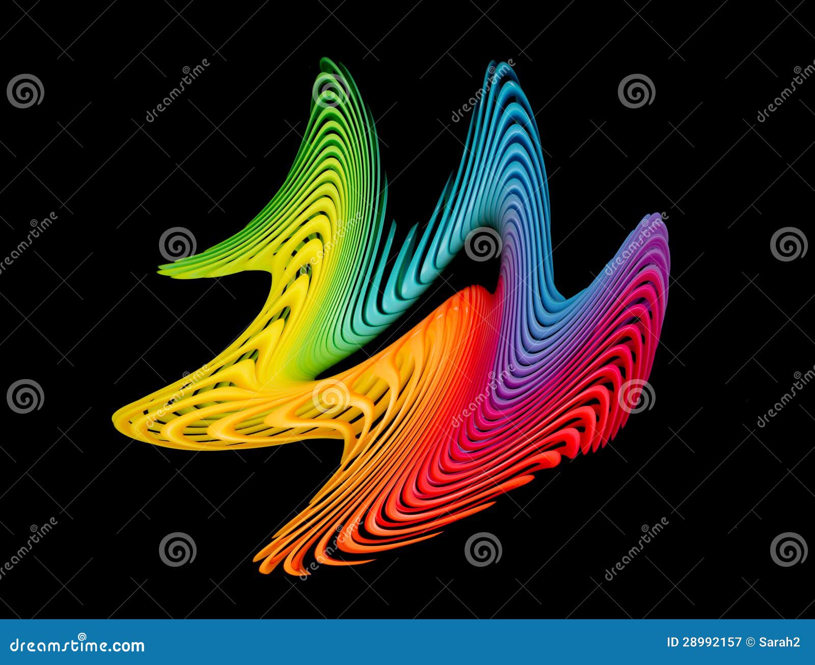 Wave Pattern Swirls Over Black Rainbow Colors Stock Image Image of background, shape 28992157