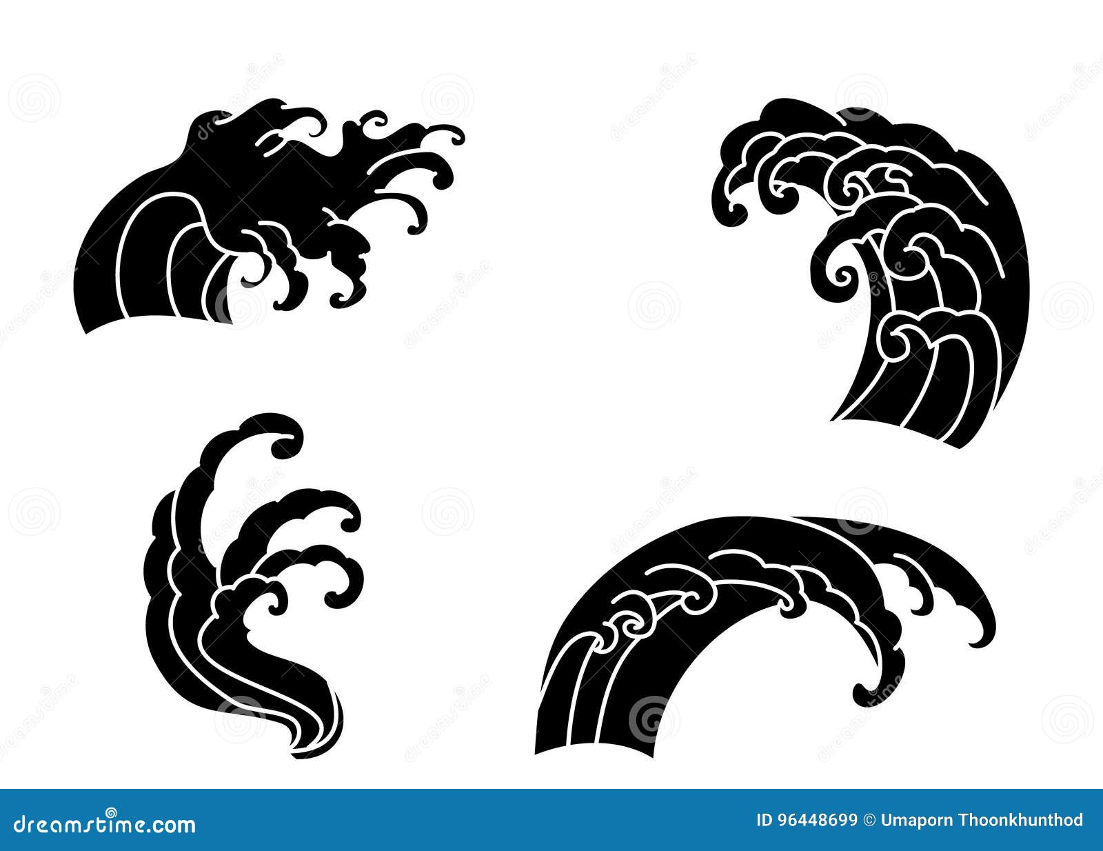 Wave Tattoo Design Isolate Vector Stock Vector  Illustration of pattern  blue 96448699