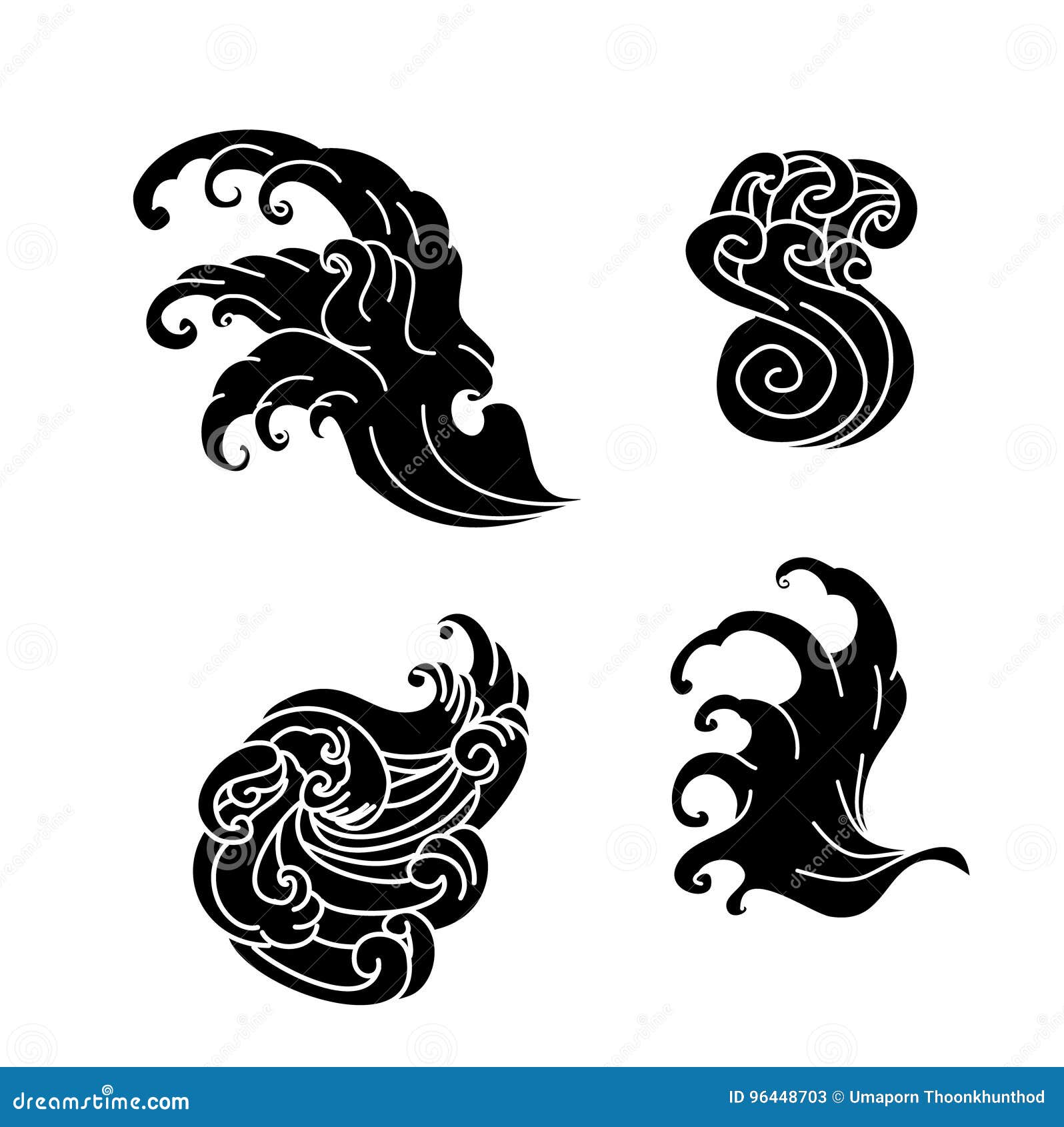 Wave Tattoo Design Isolate Vector Stock Vector - Illustration of ocean, tattoo: 96448703