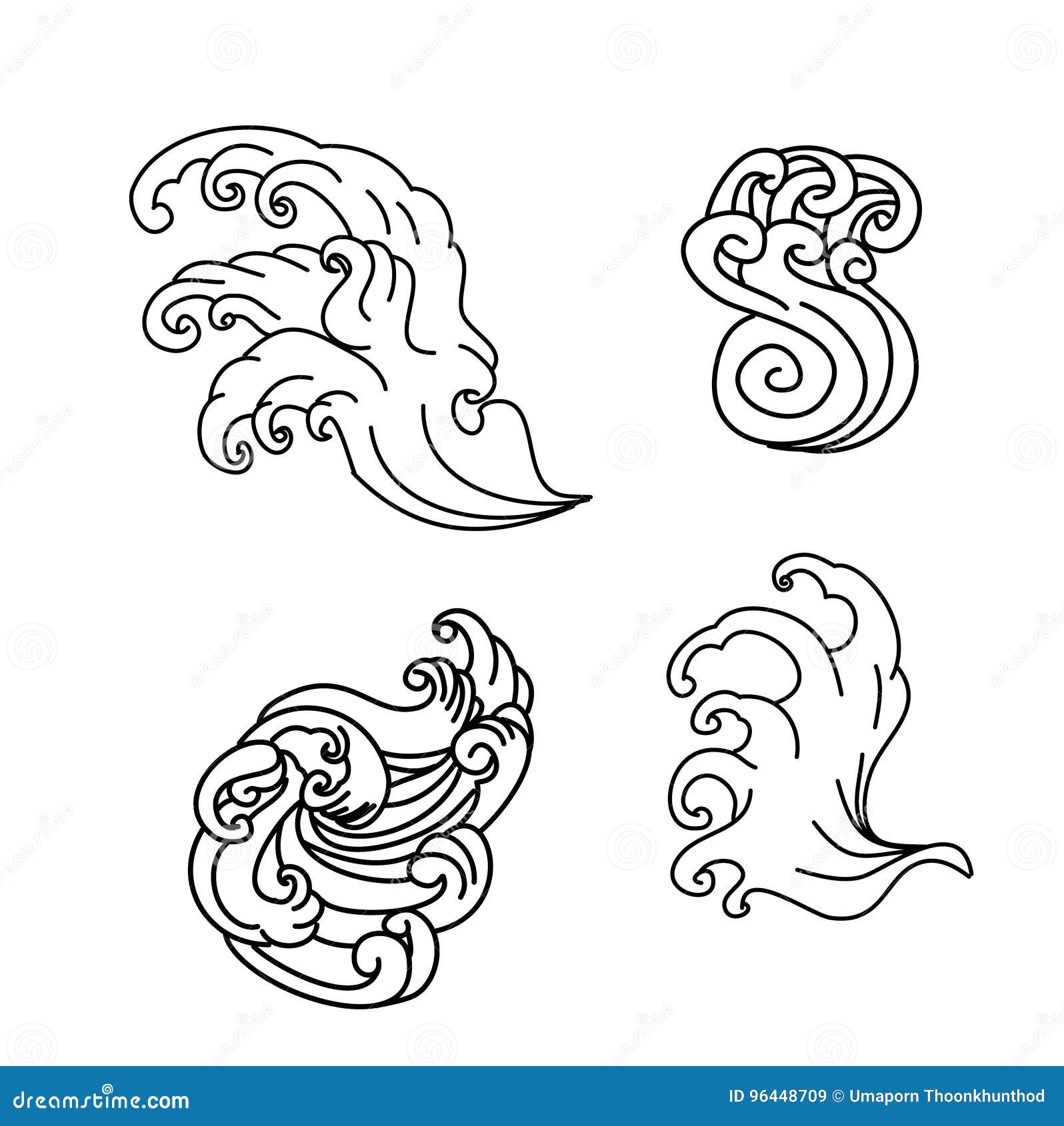 Japanese Clouds Waves Illustration Tattoo Design Stock Vector Royalty  Free 1541660045  Shutterstock