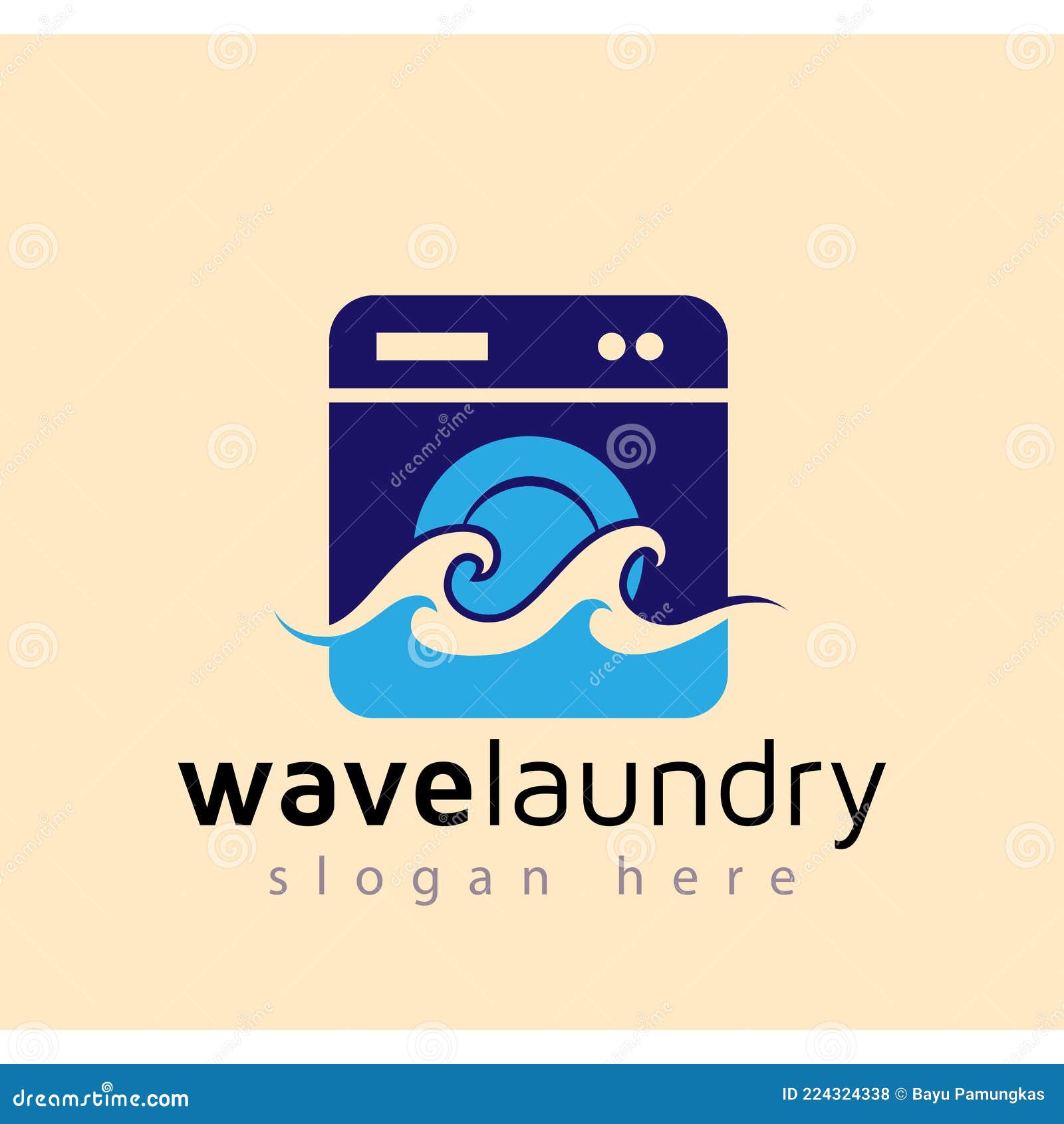 Wave Washer Laundry Logo Vector Element. Laundry Logo Template Stock
