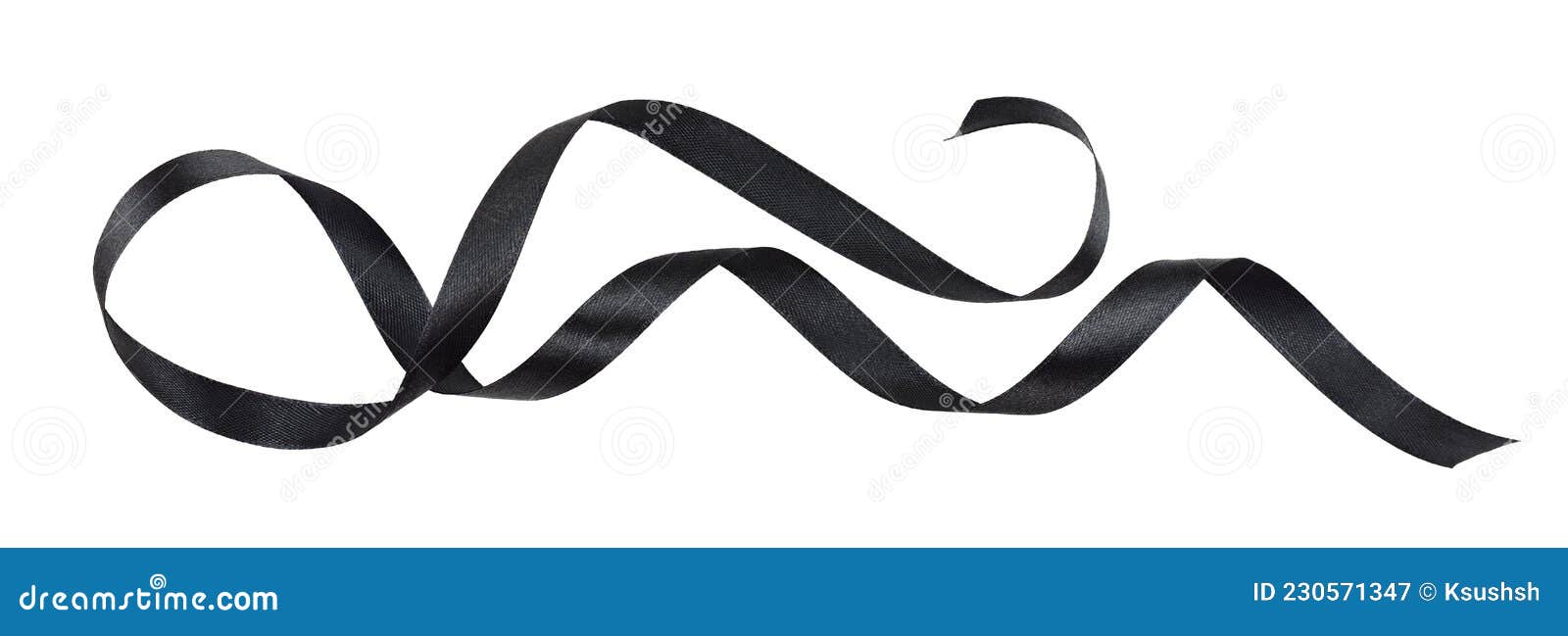 Waved Black Silk Ribbon Isolated on White Stock Image - Image of awareness,  mourning: 230571347