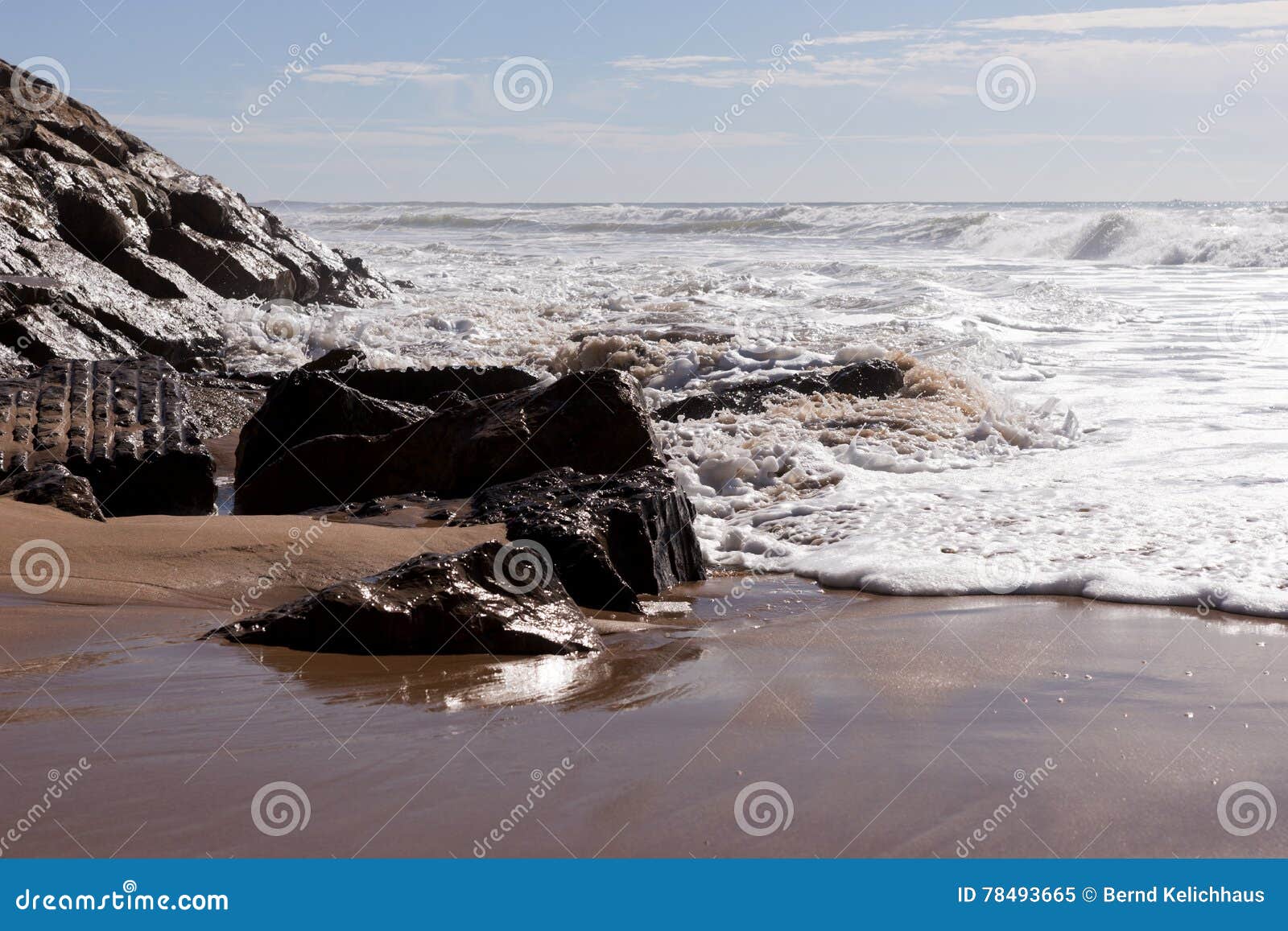 waves on the beach areia branca. west coast of portugal