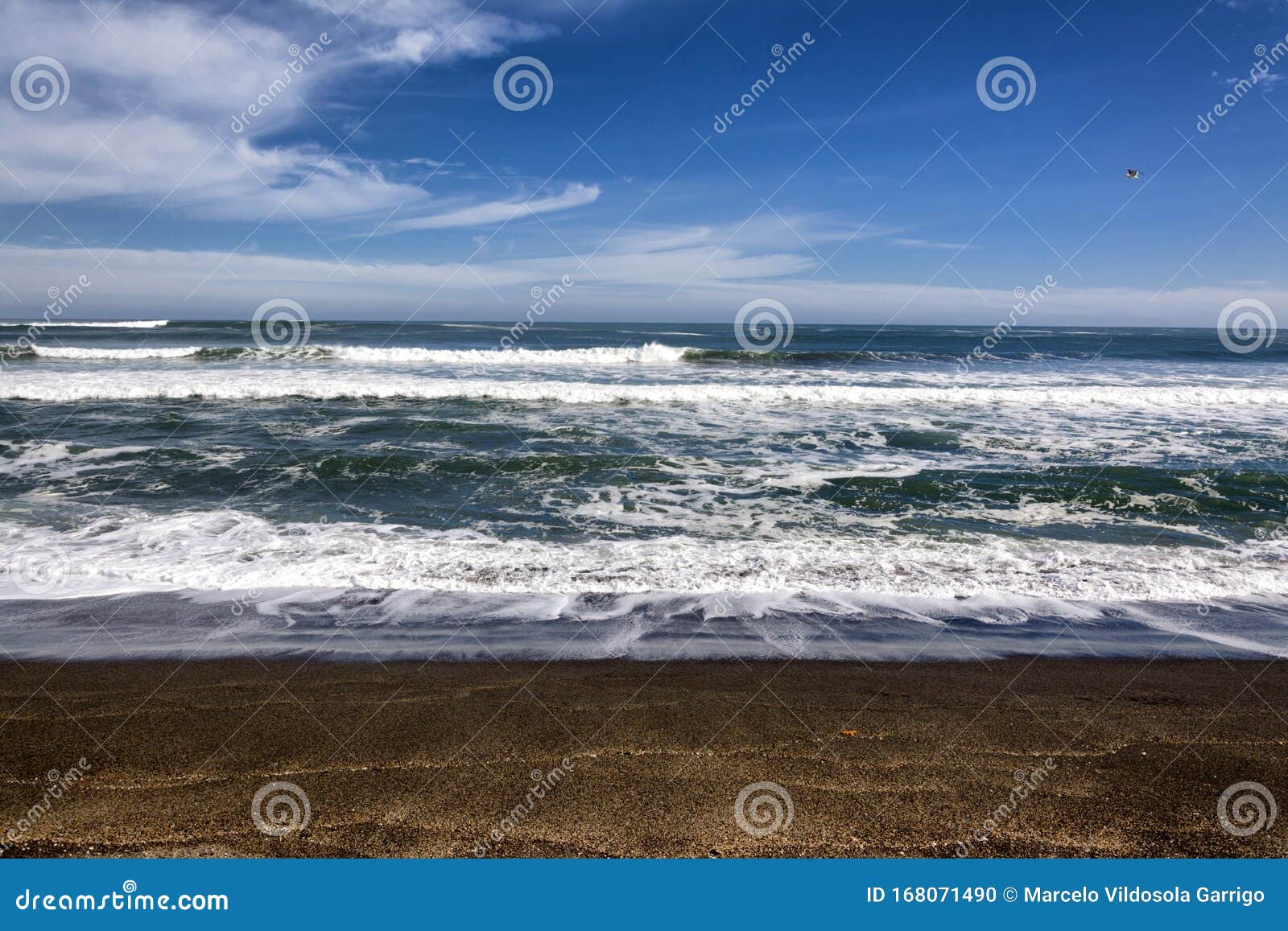 waves on the beach of cobquecura, chile