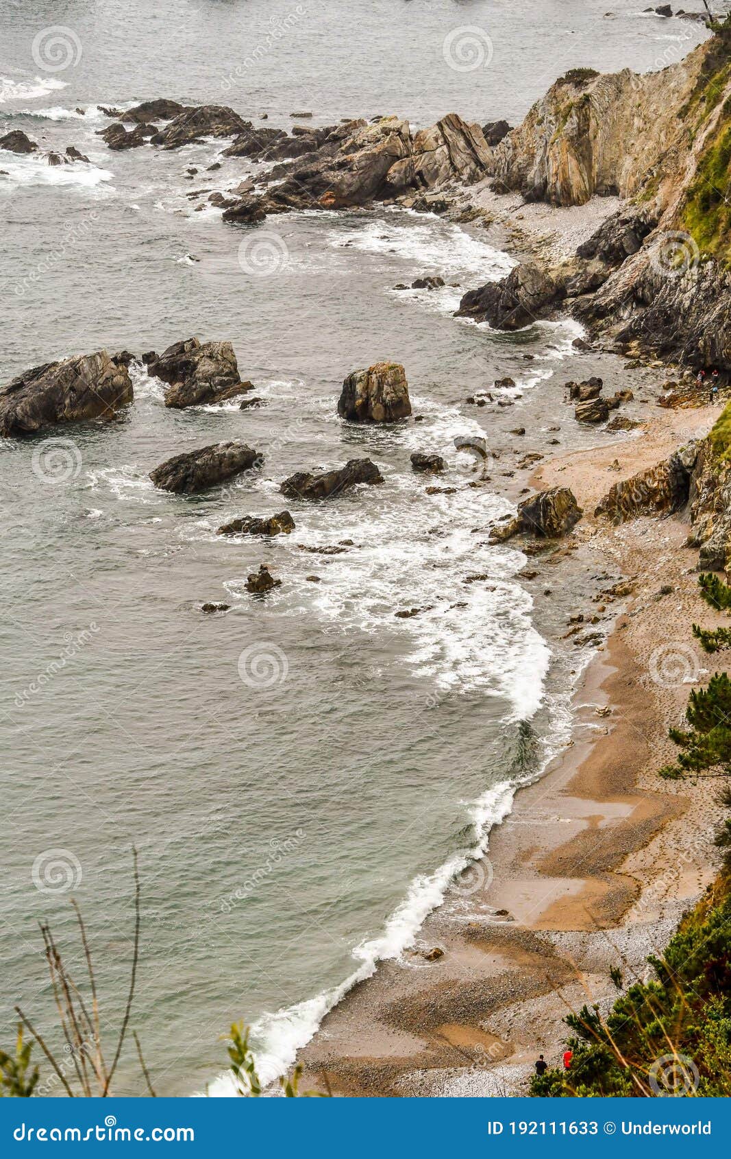 waves crashing on rocks, photo as a background , in playa del silencio , silent beach, principado de asturias, spain europe