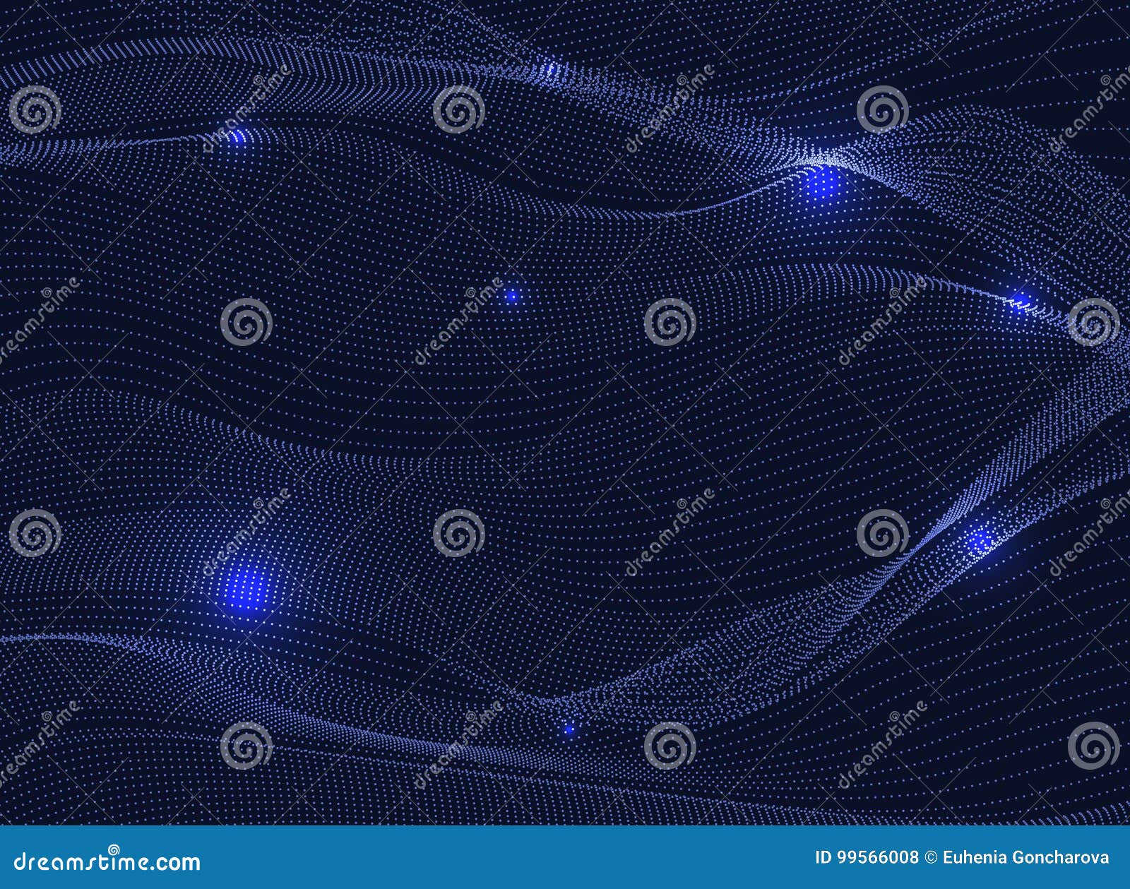 Waves from Points, Glow Lights, Abstract Background Stock Vector